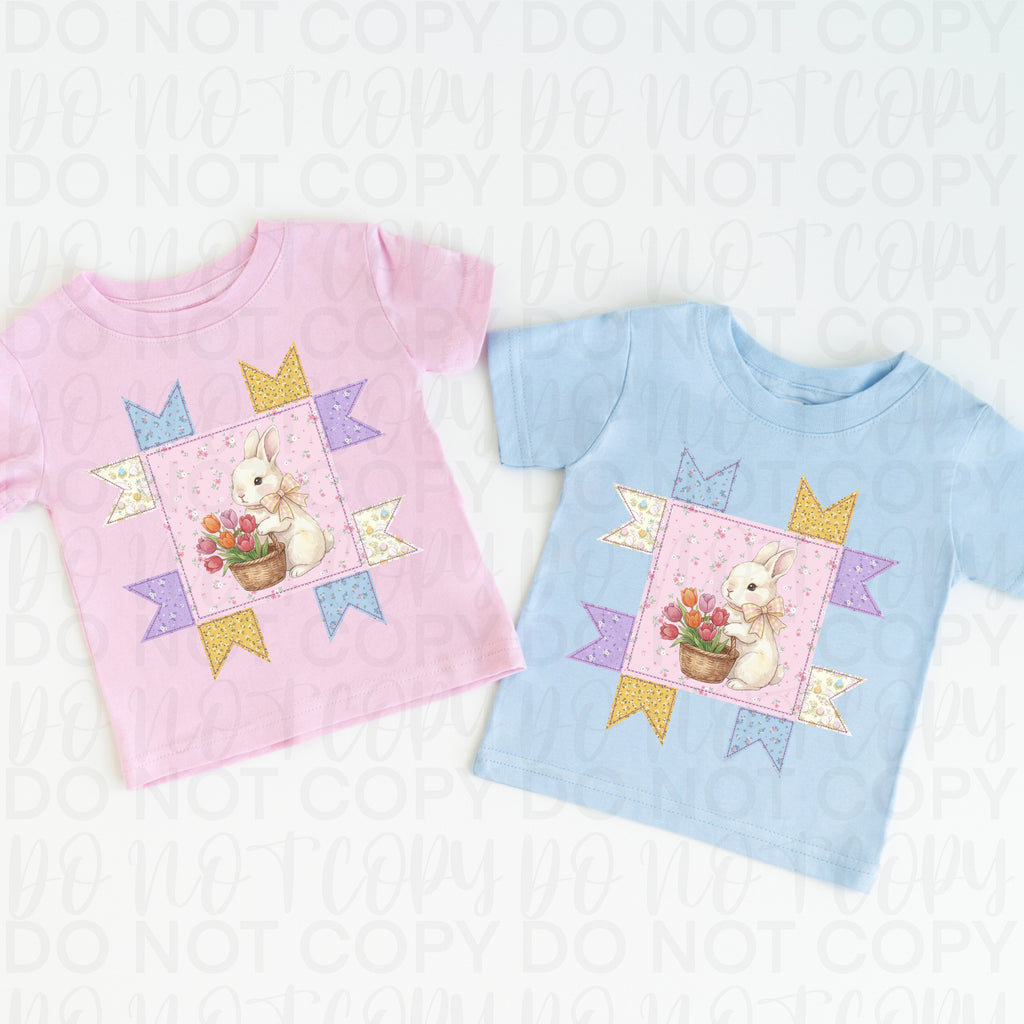 Vintage Patchwork Easter Bunny PNG