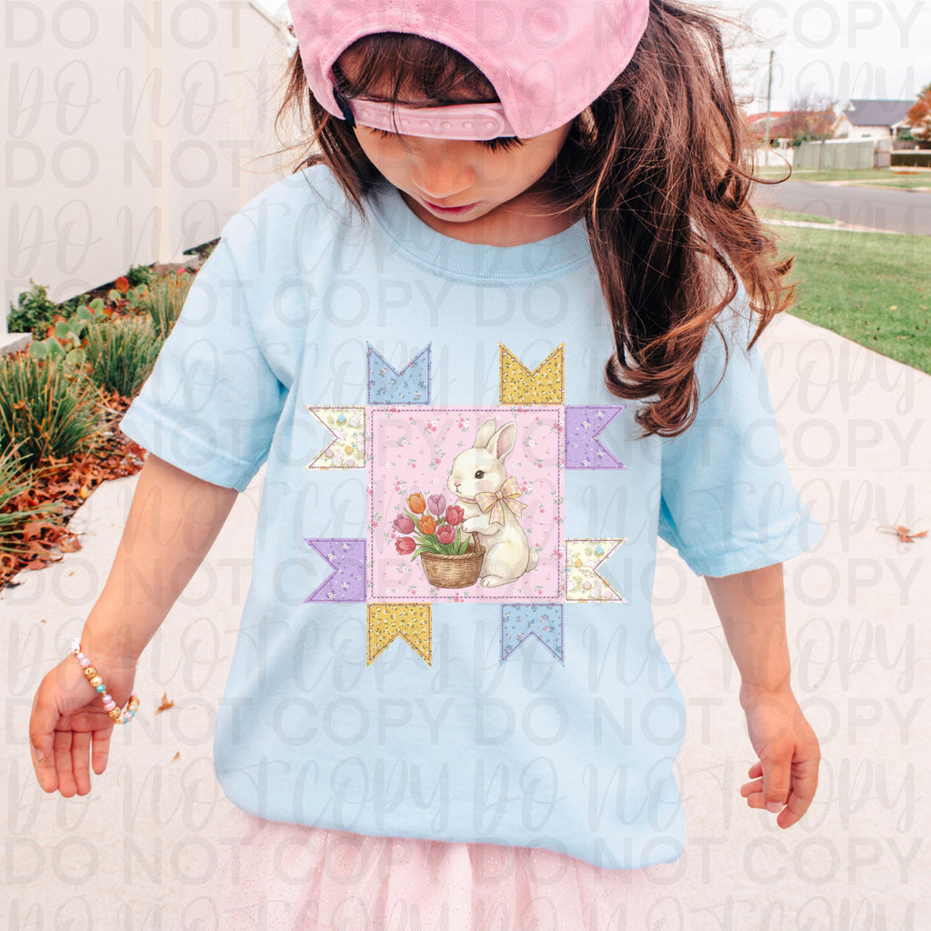 Vintage Patchwork Easter Bunny PNG
