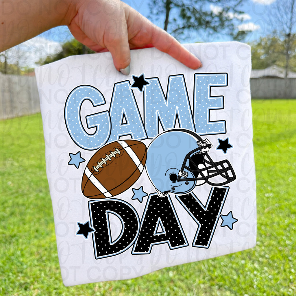 Carolina Blue Black Game Day Football PNG