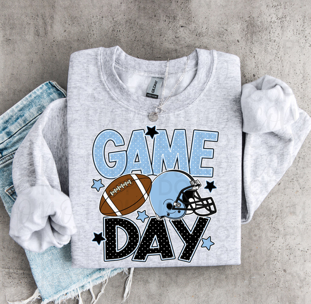 Carolina Blue Black Game Day Football PNG