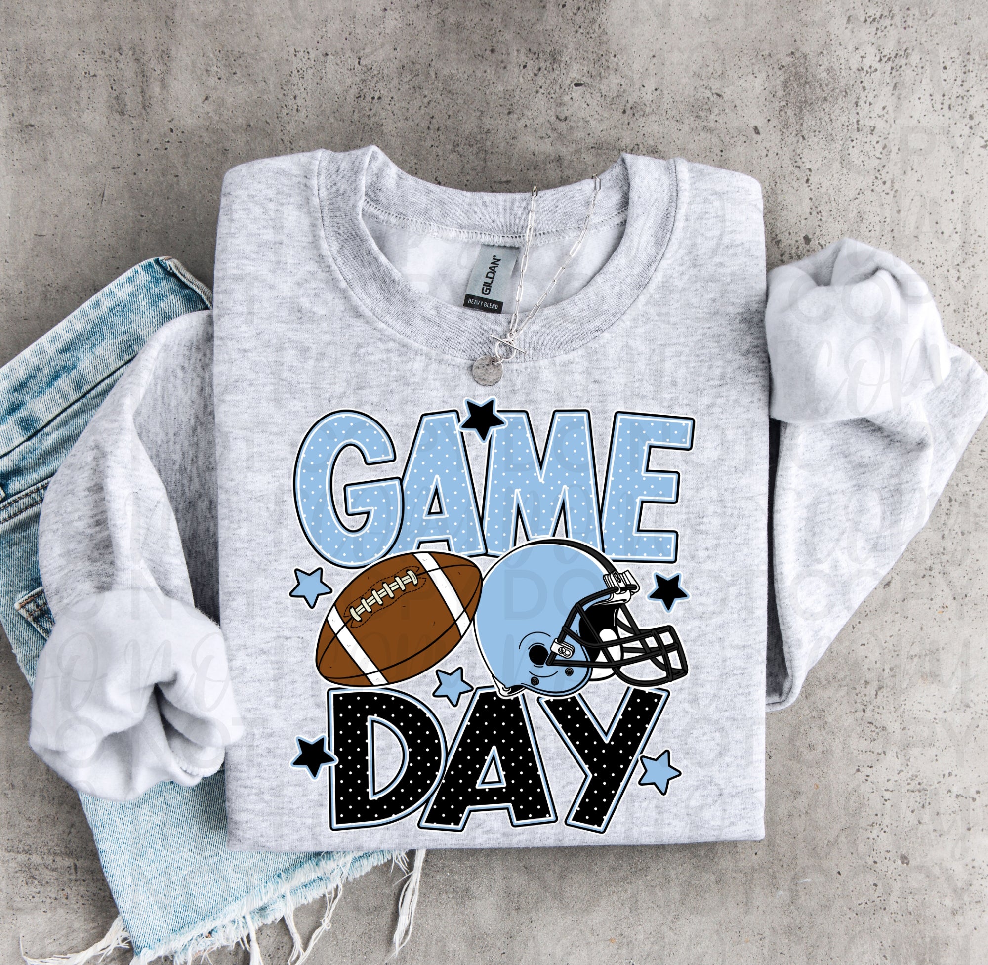 Carolina Blue Black Game Day Football PNG