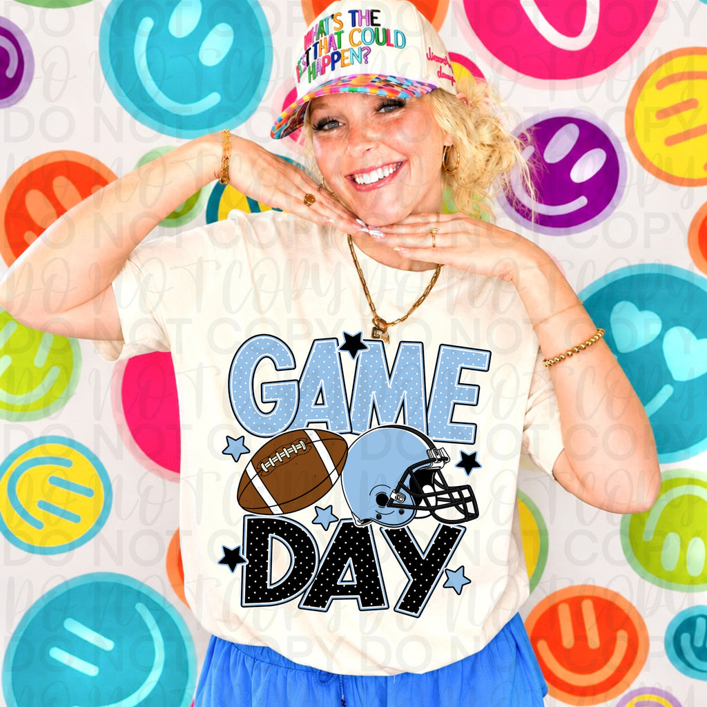 Carolina Blue Black Game Day Football PNG