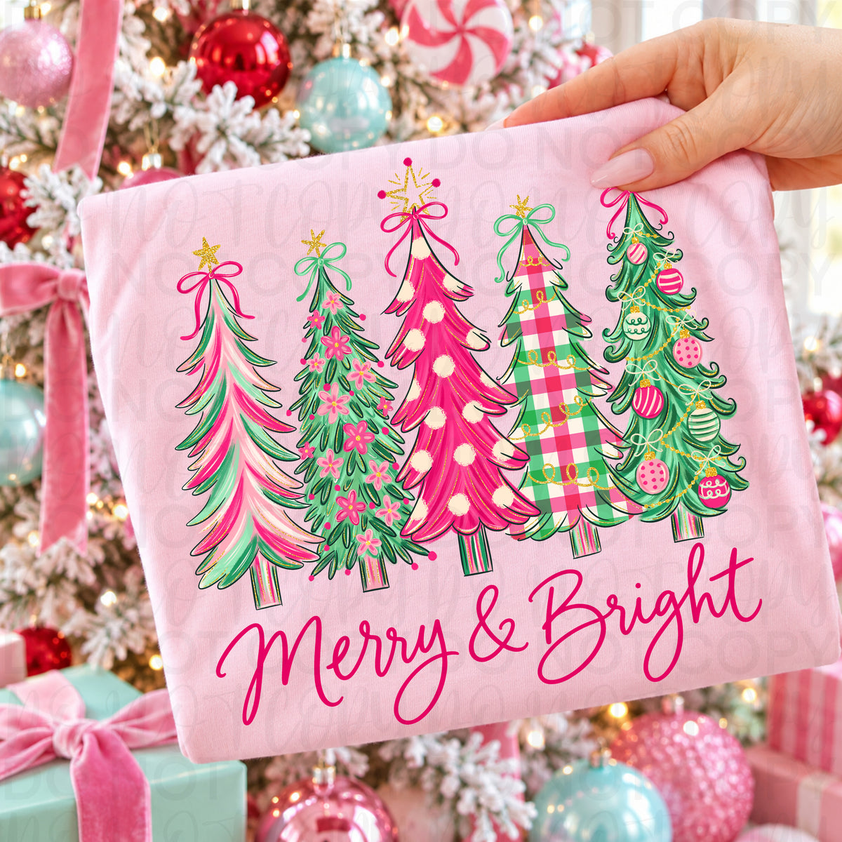 Preppy Christmas Trees PNG