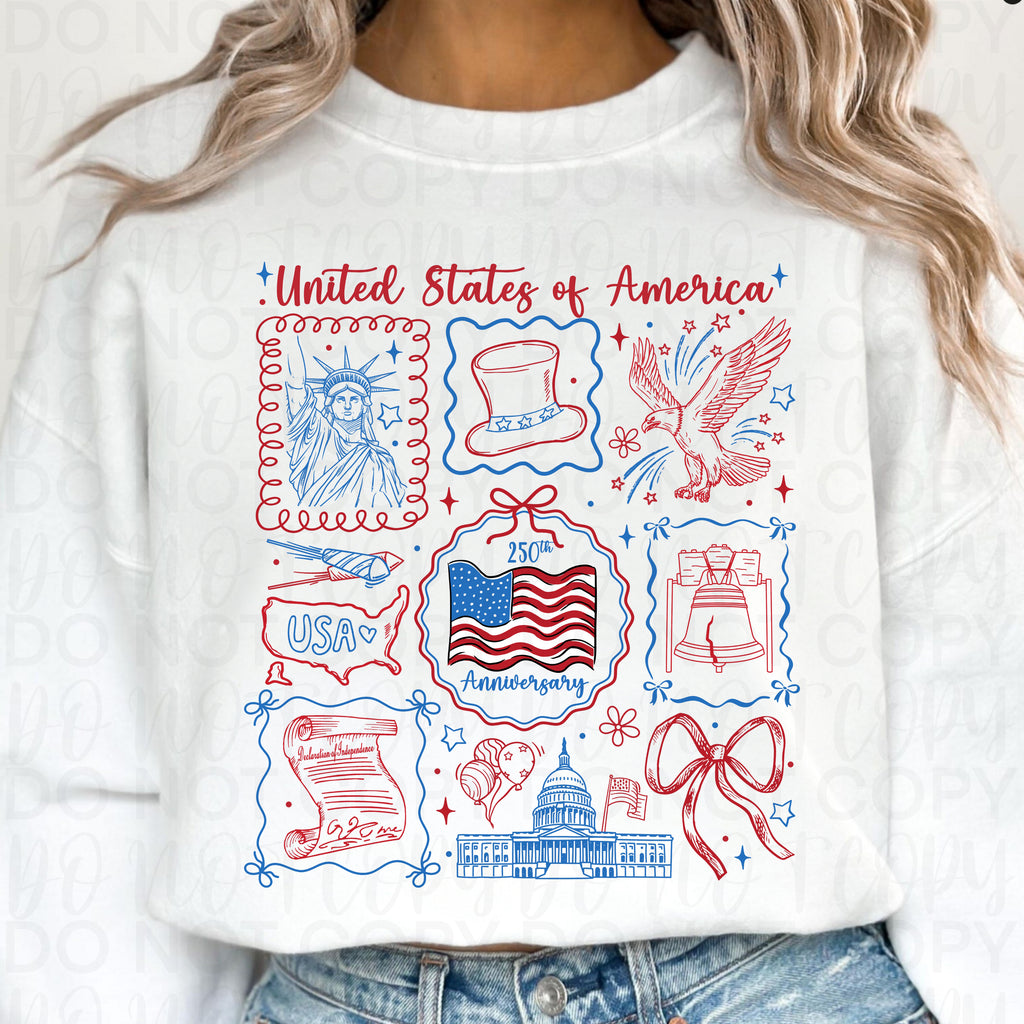 250th USA Doodles PNG