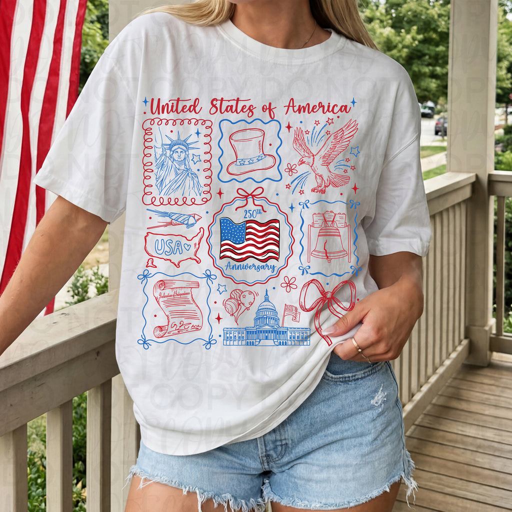 250th USA Doodles PNG
