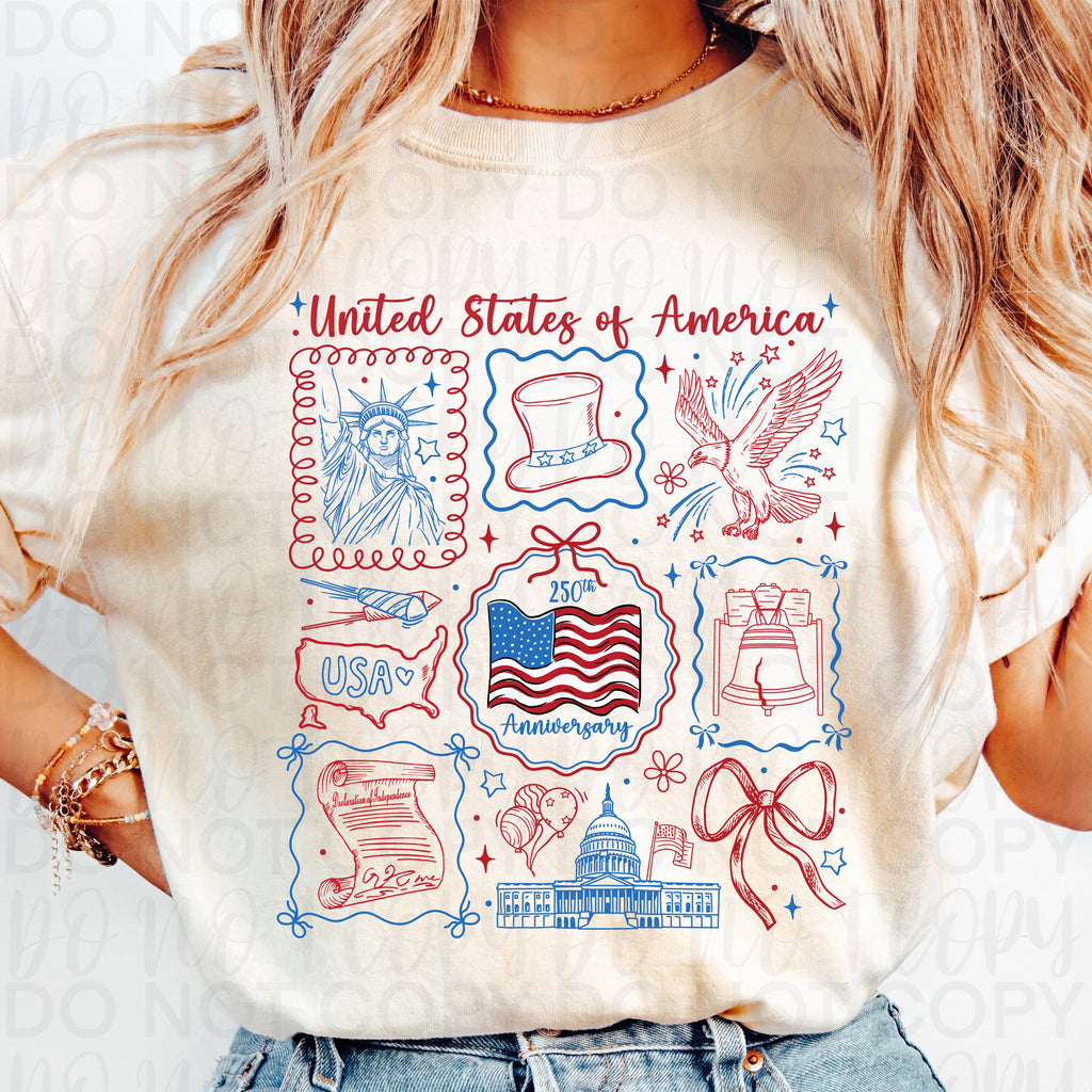 250th USA Doodles PNG
