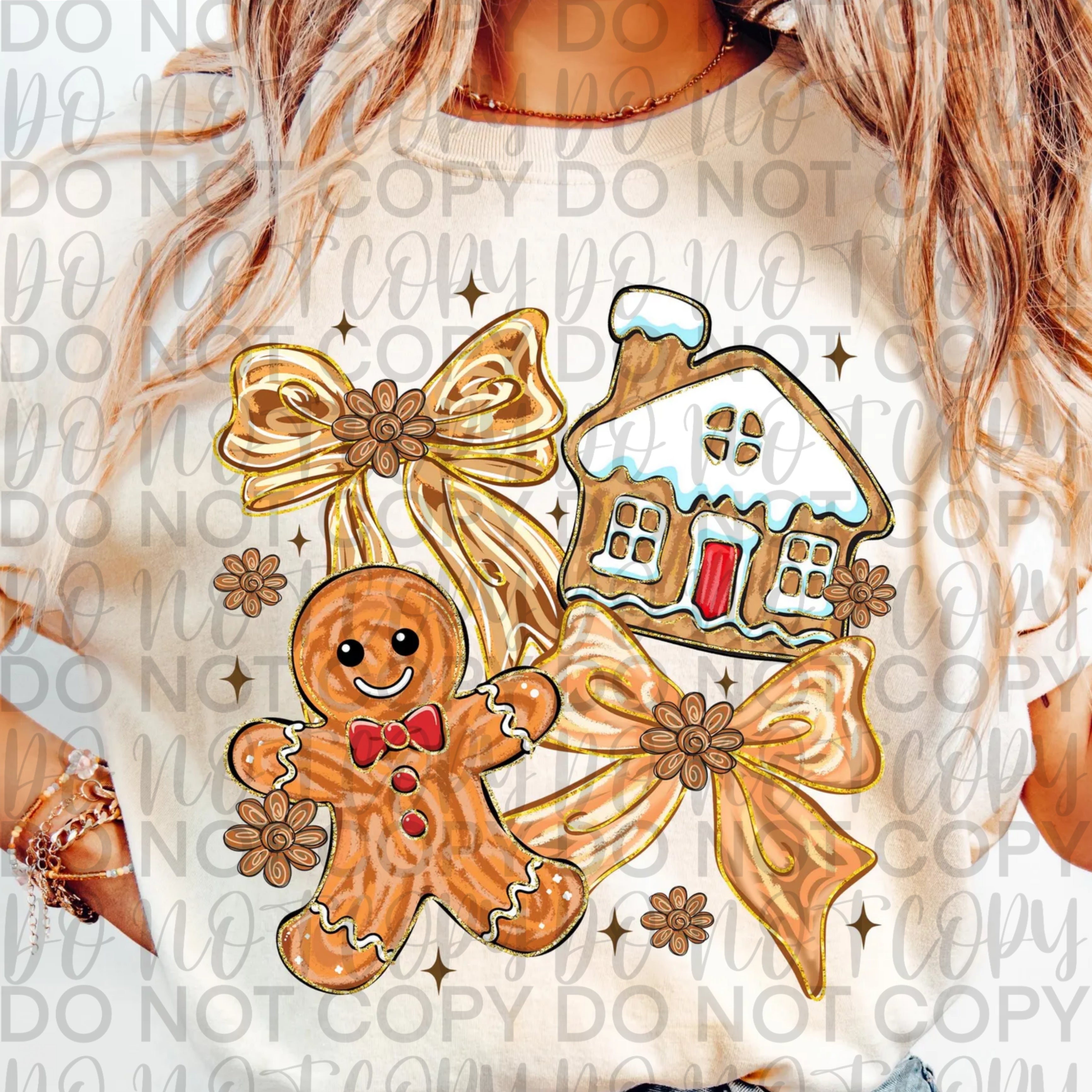 Brushstroke Gingerbread Christmas Coquette PNG