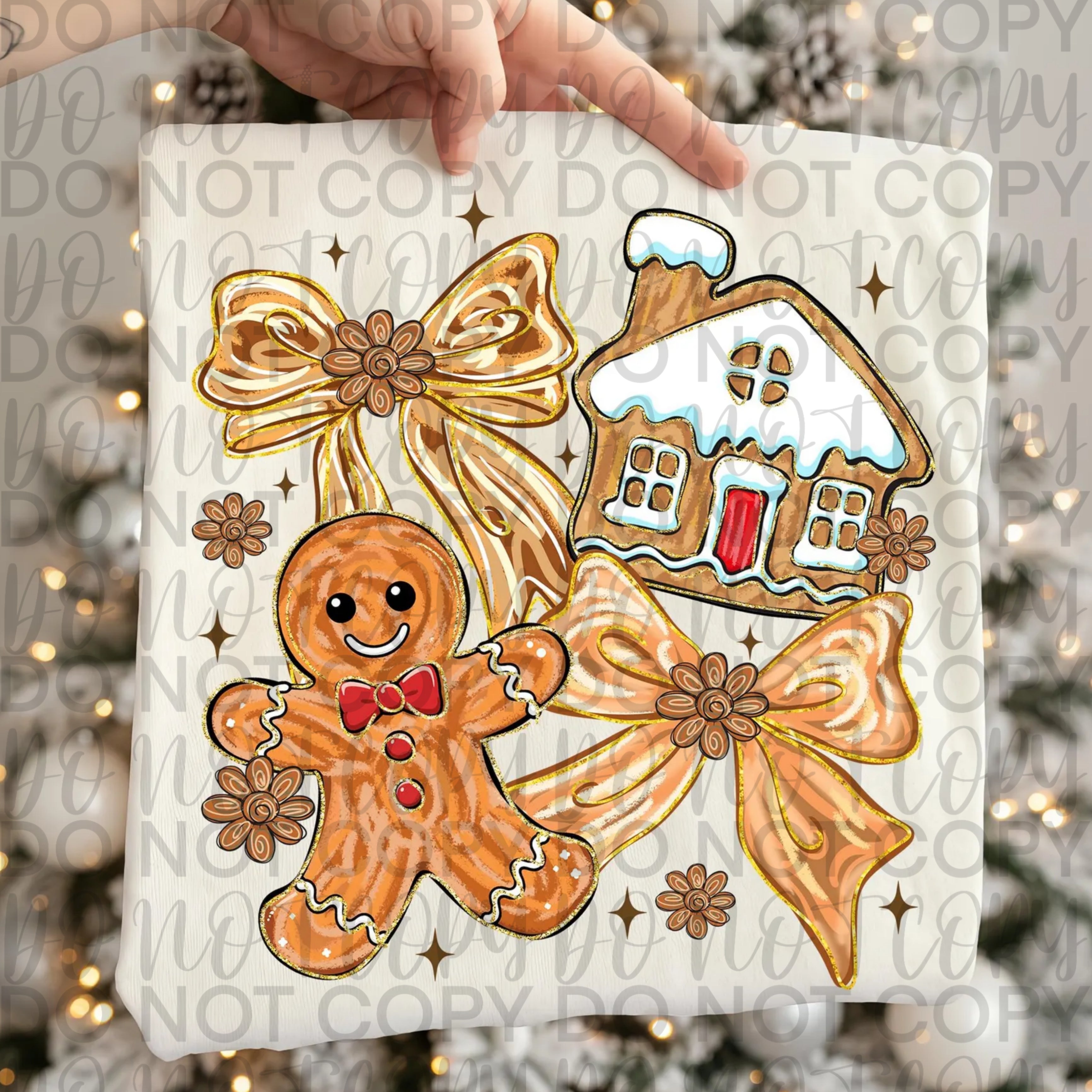 Brushstroke Gingerbread Christmas Coquette PNG