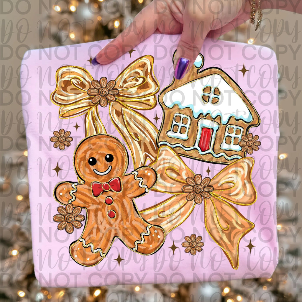 Brushstroke Gingerbread Christmas Coquette PNG