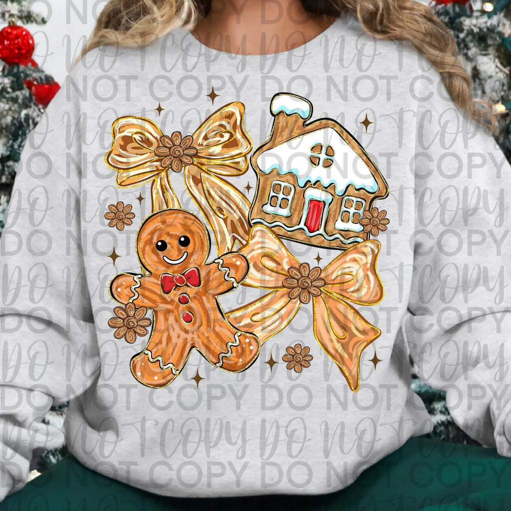 Brushstroke Gingerbread Christmas Coquette PNG