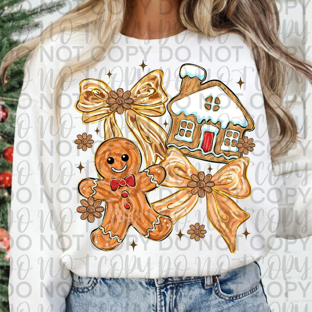 Brushstroke Gingerbread Christmas Coquette PNG