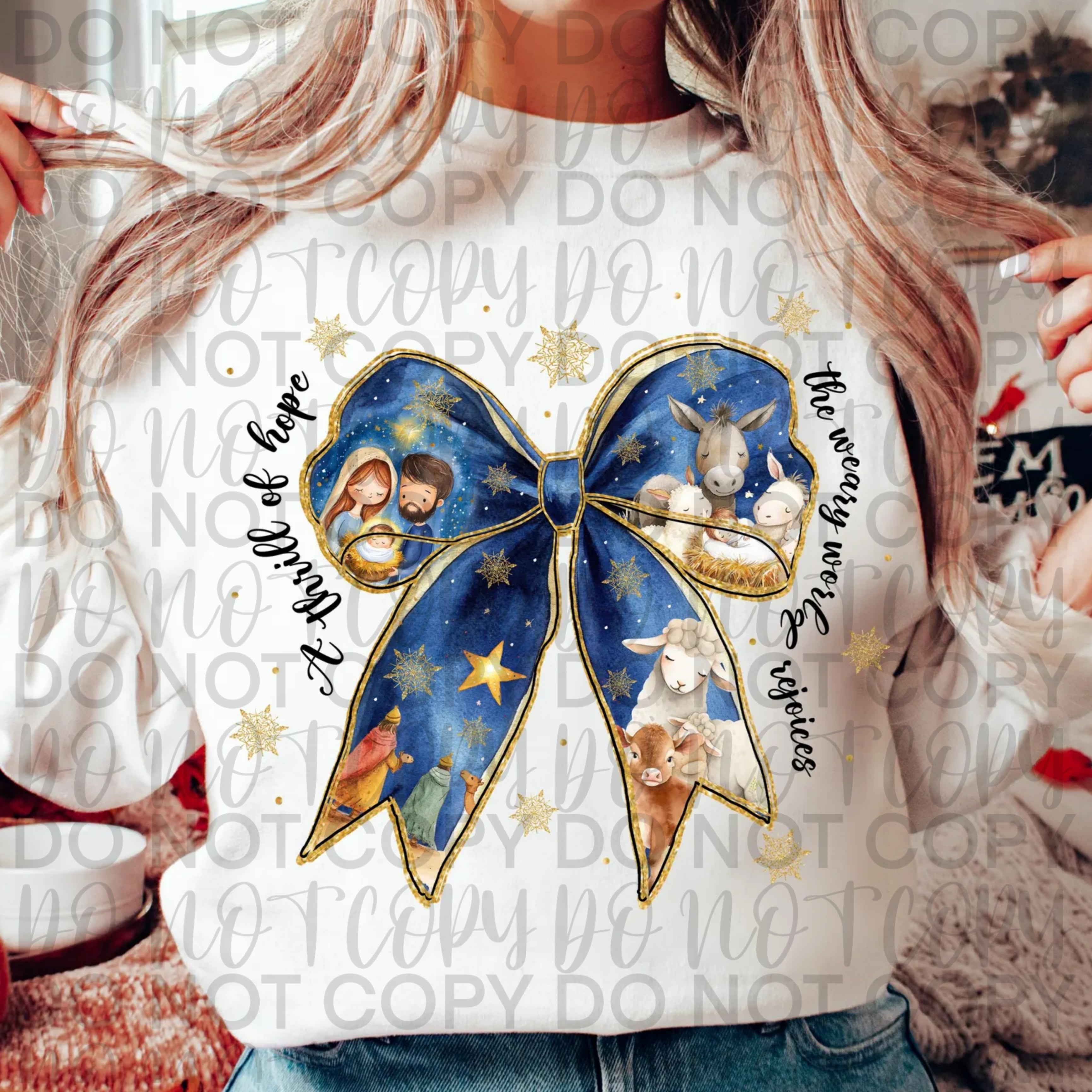 Blue Christmas Nativity Bow PNG