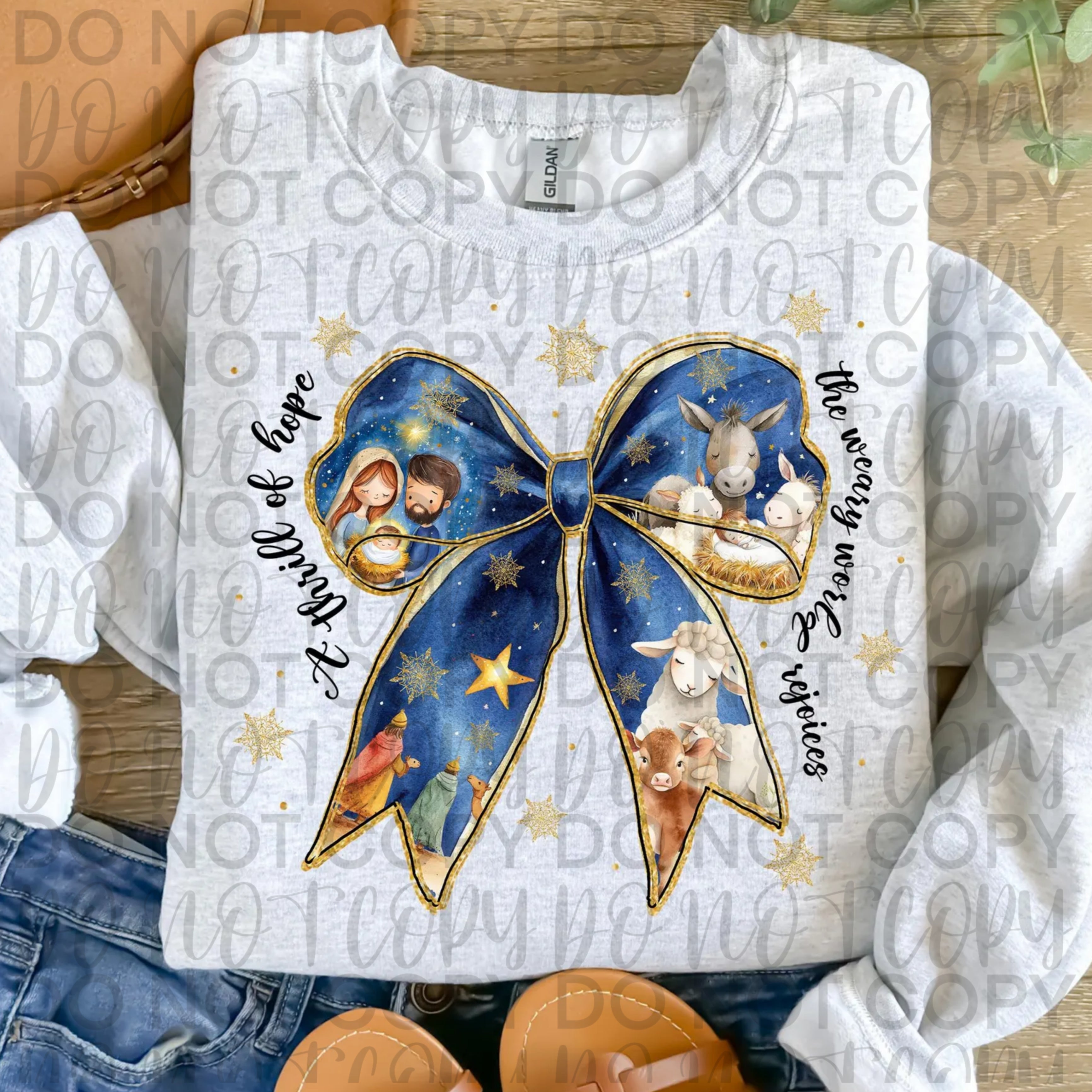 Blue Christmas Nativity Bow PNG