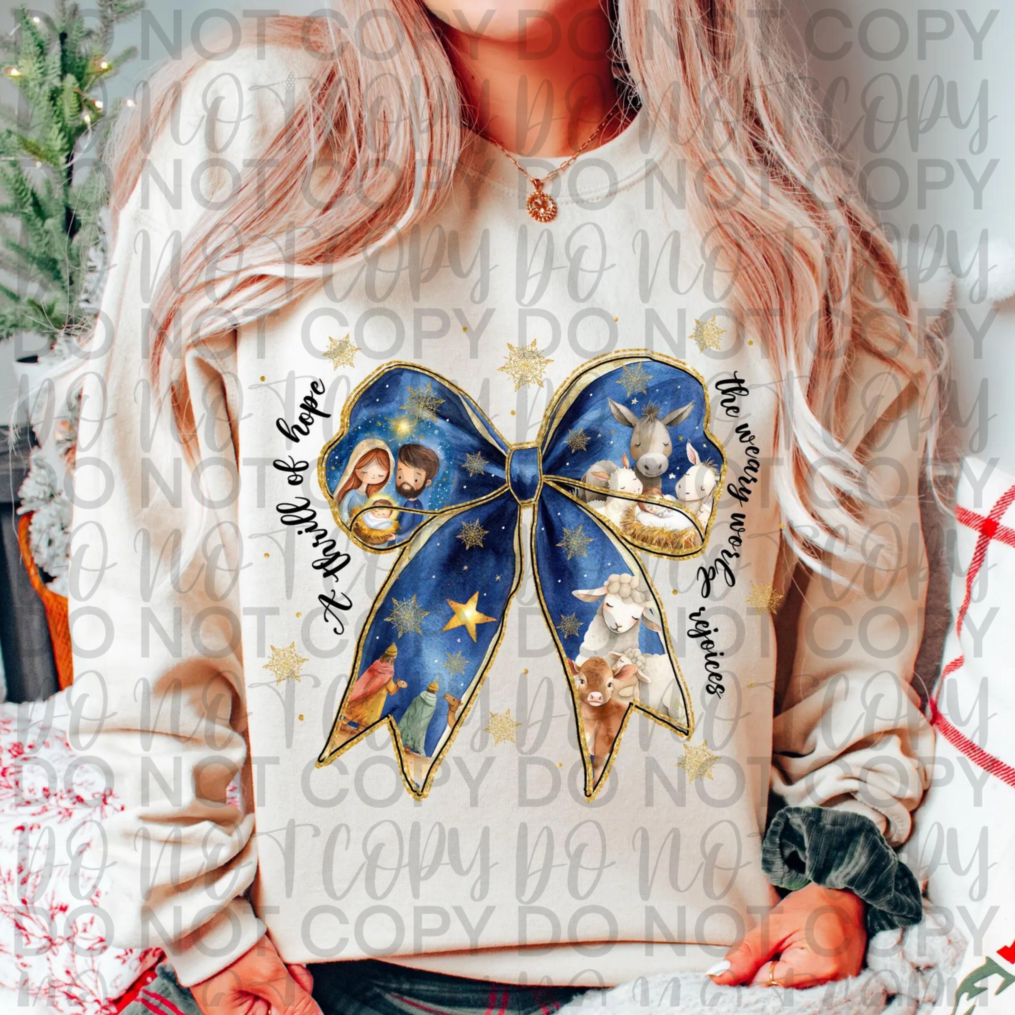 Blue Christmas Nativity Bow PNG