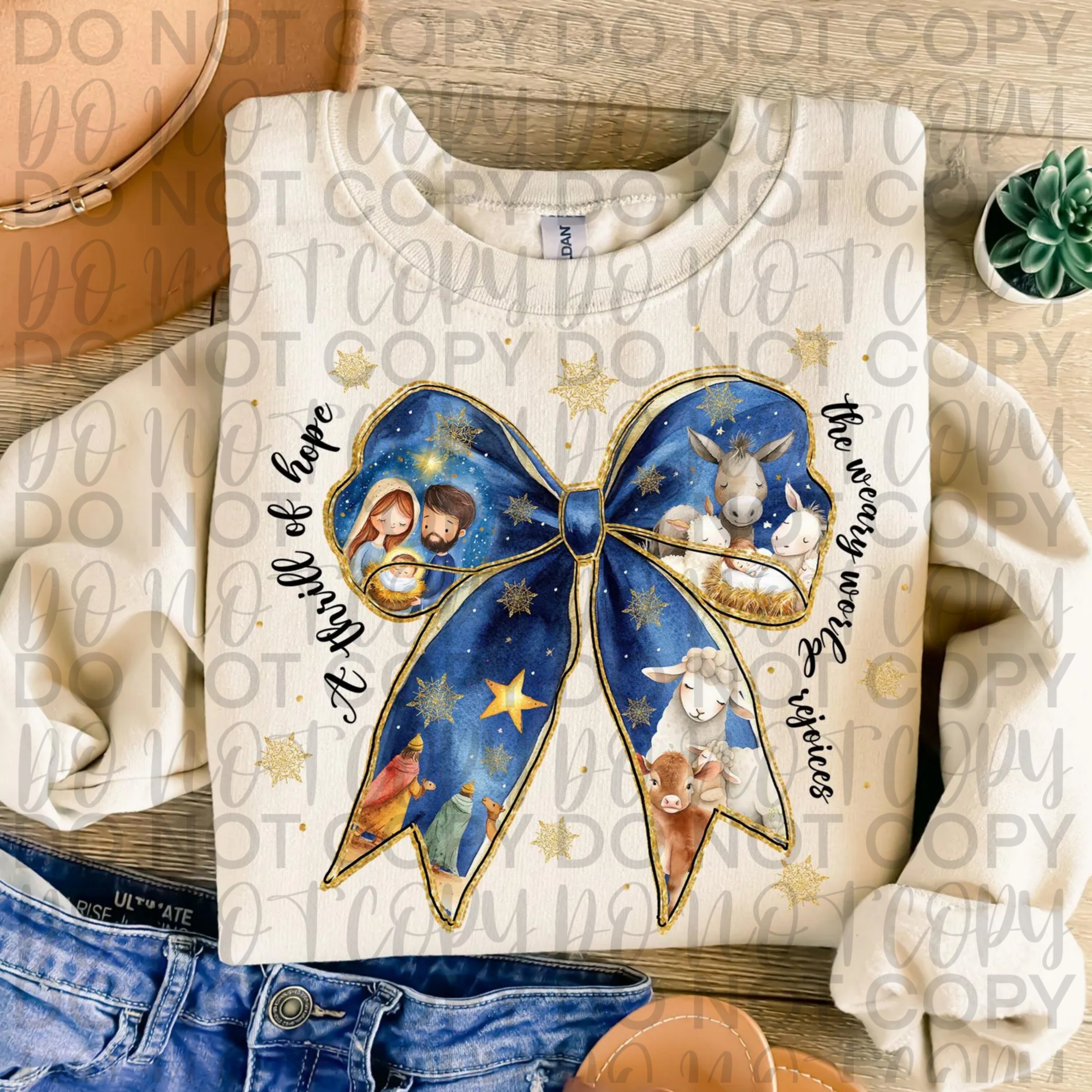Blue Christmas Nativity Bow PNG