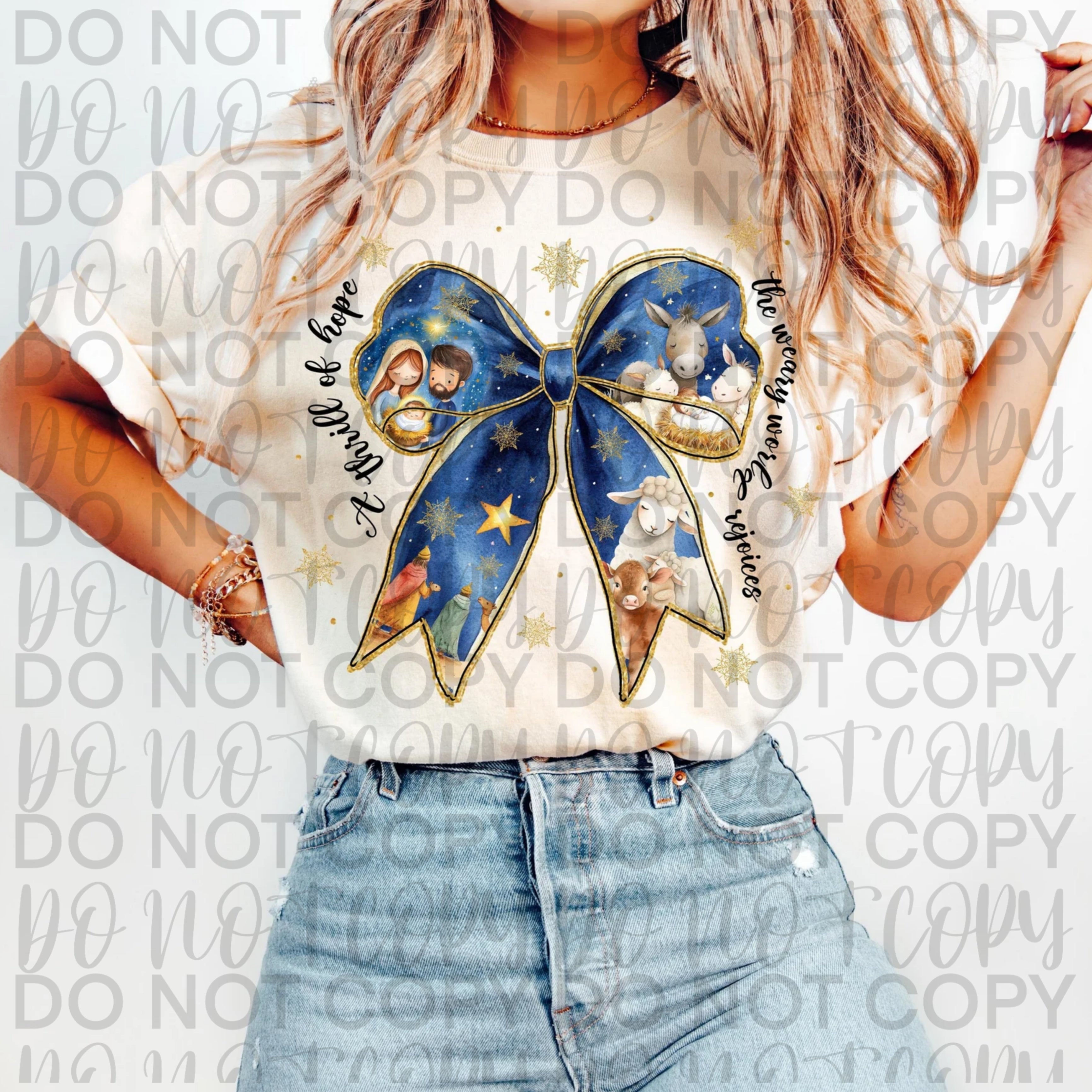 Blue Christmas Nativity Bow PNG