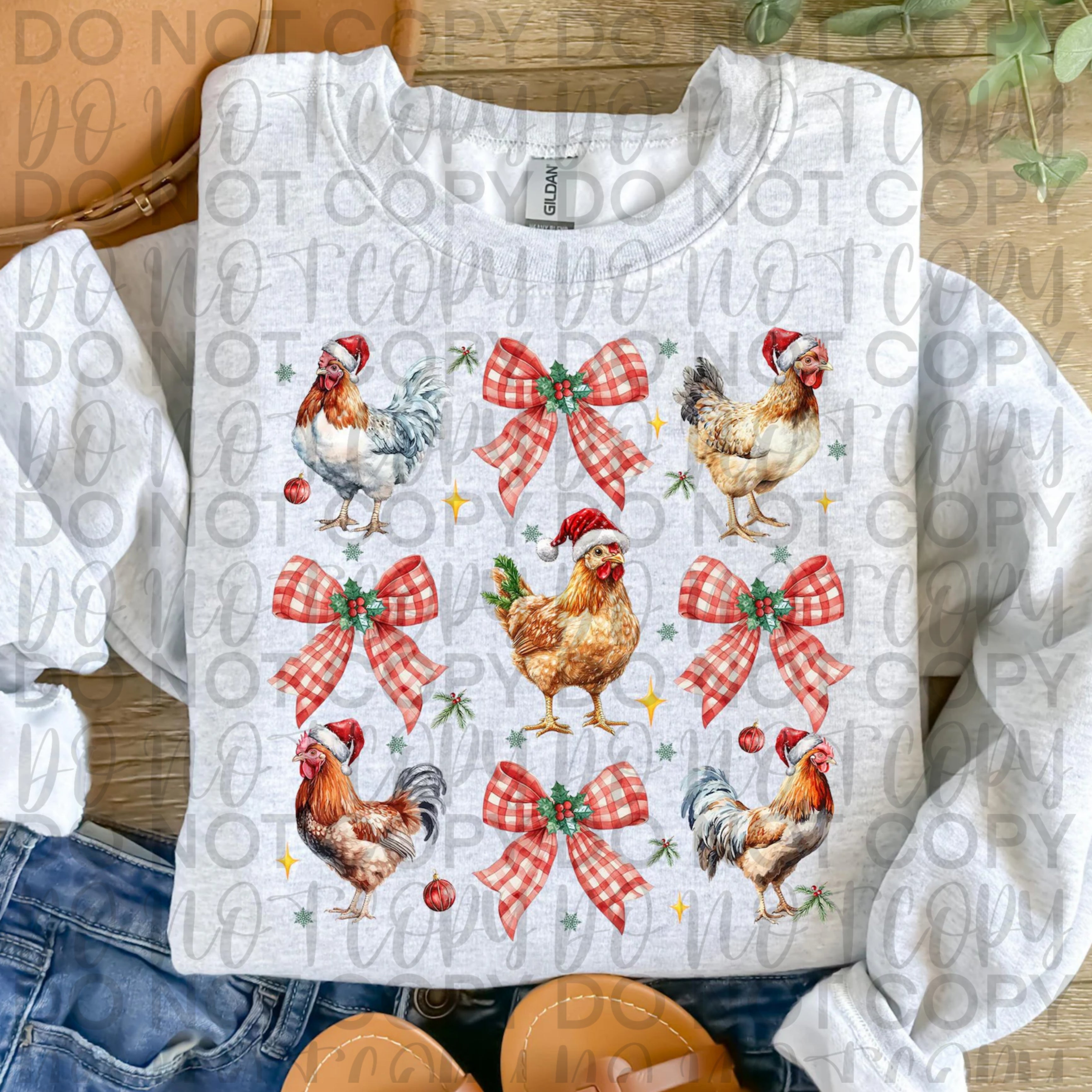 Coquette Christmas Chicken PNG