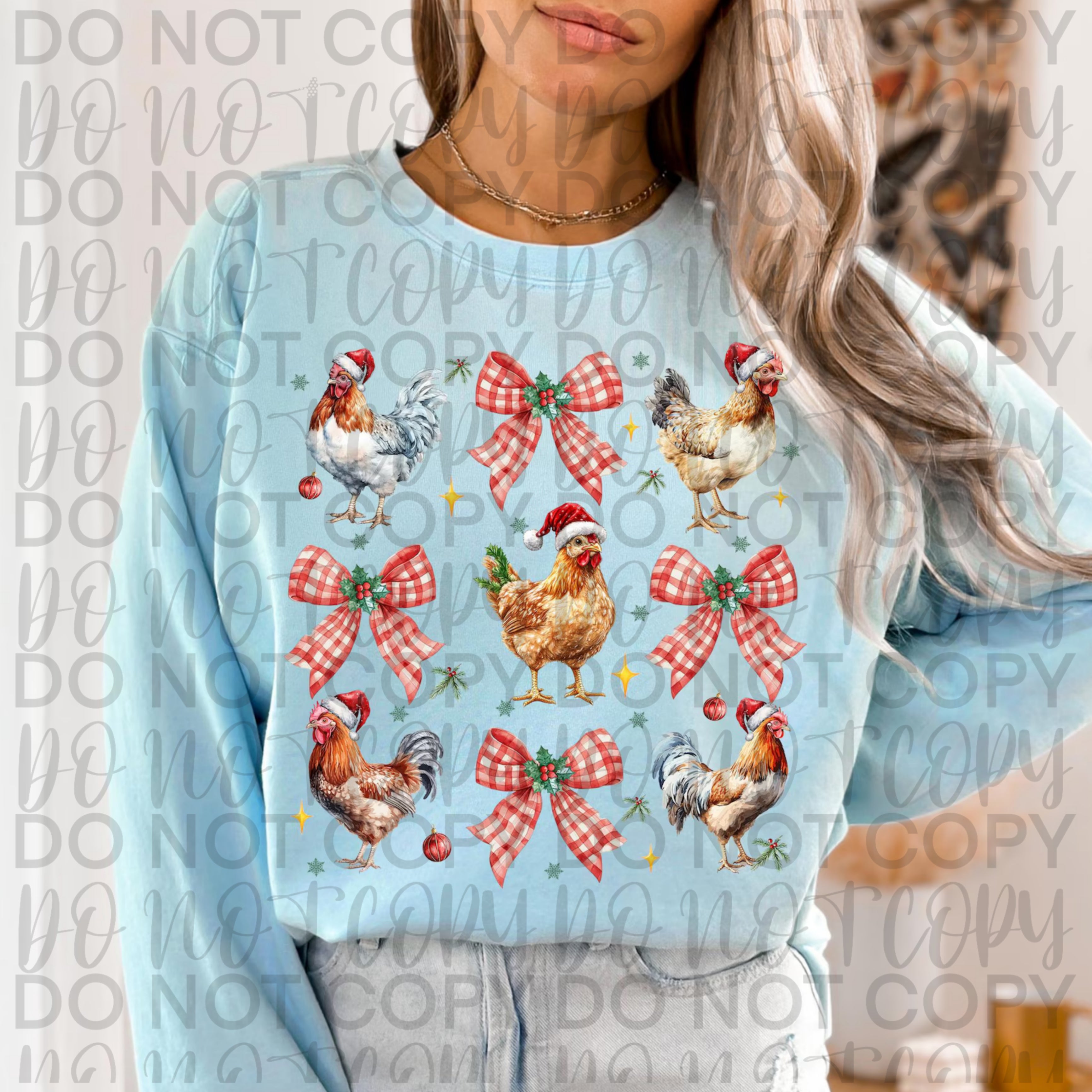 Coquette Christmas Chicken PNG