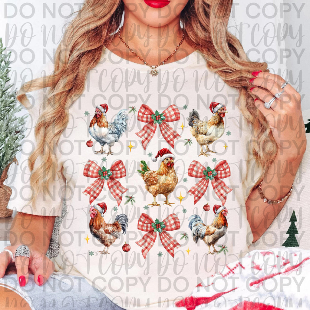 Coquette Christmas Chicken PNG