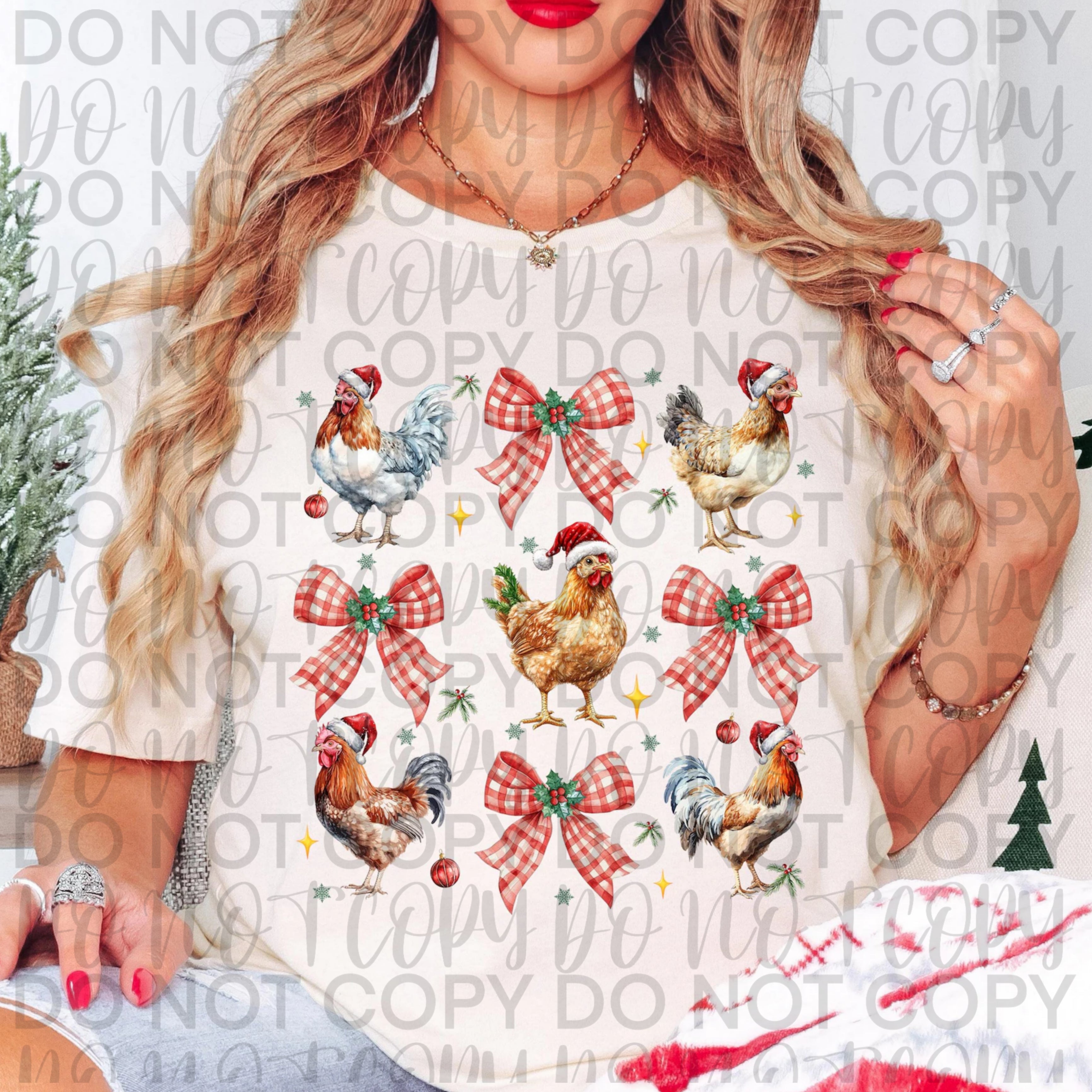 Coquette Christmas Chicken PNG