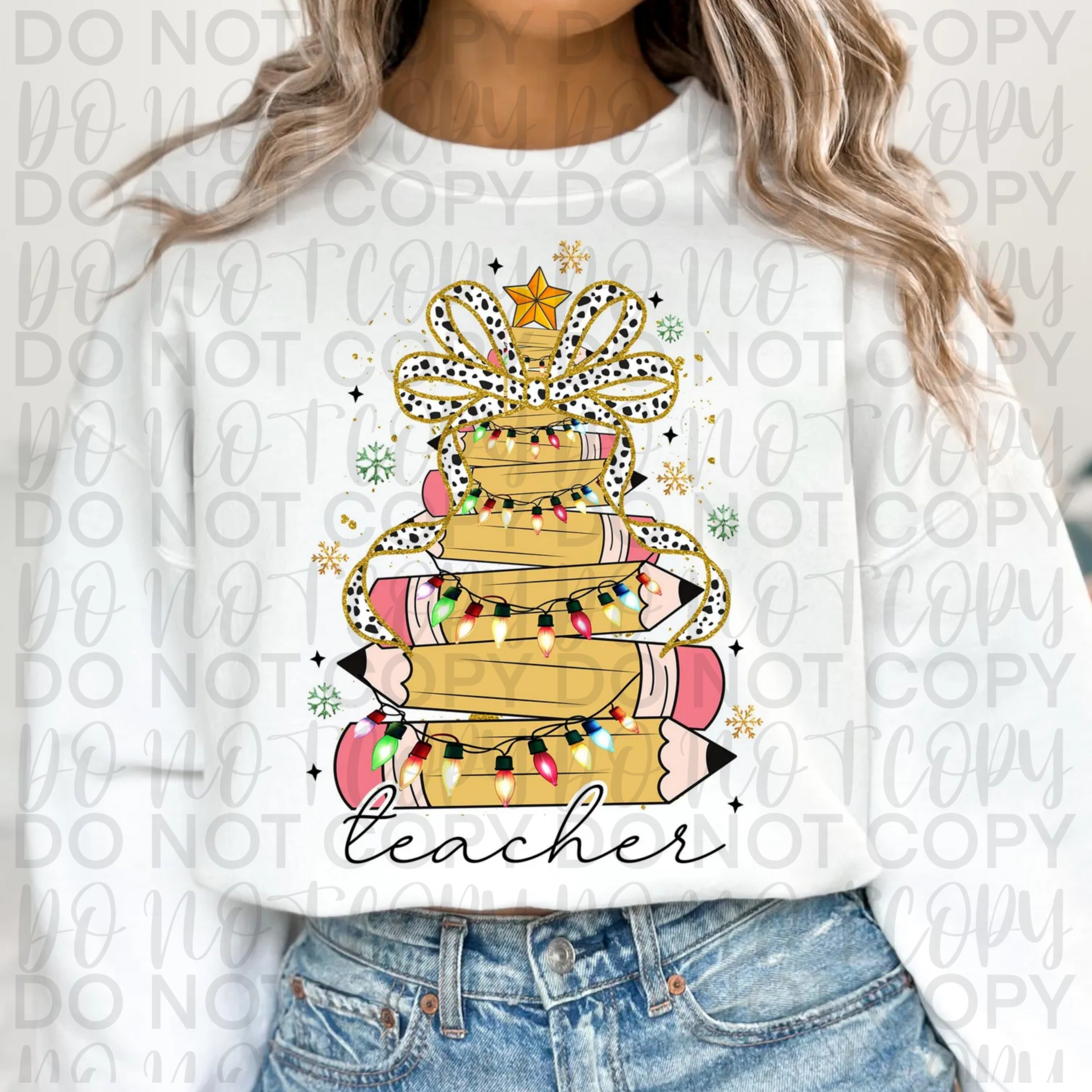 Teacher Christmas Pencil Tree PNG