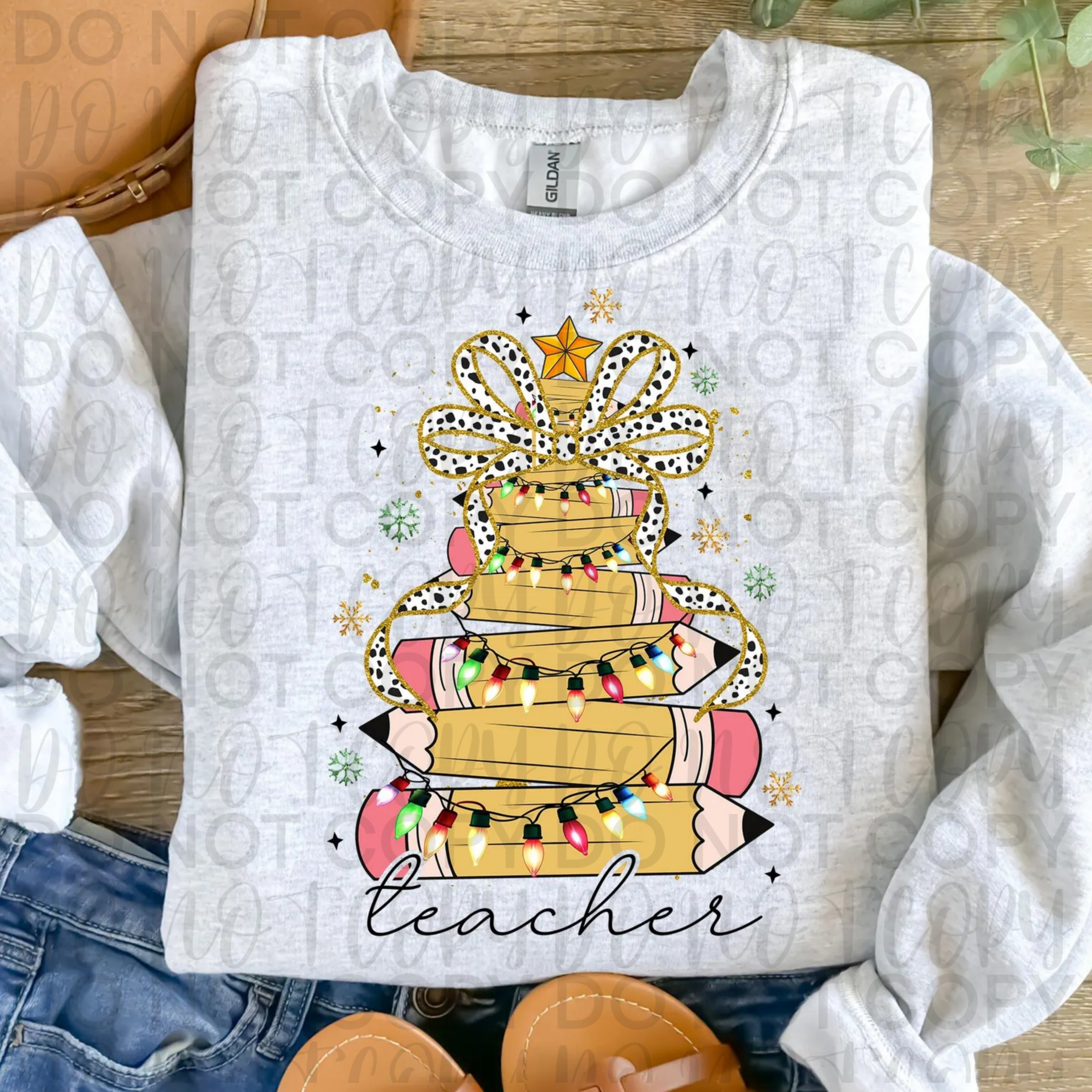 Teacher Christmas Pencil Tree PNG
