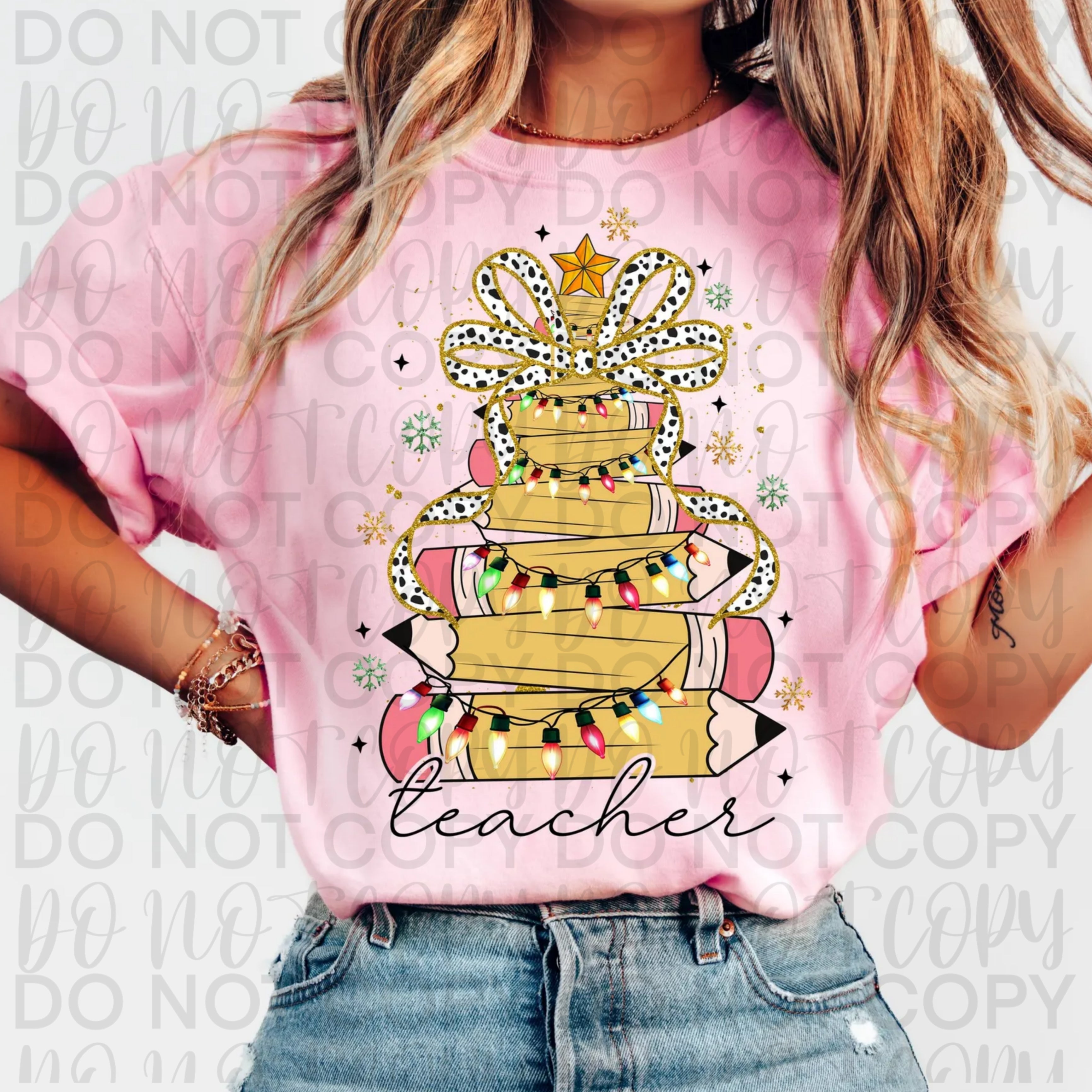 Teacher Christmas Pencil Tree PNG