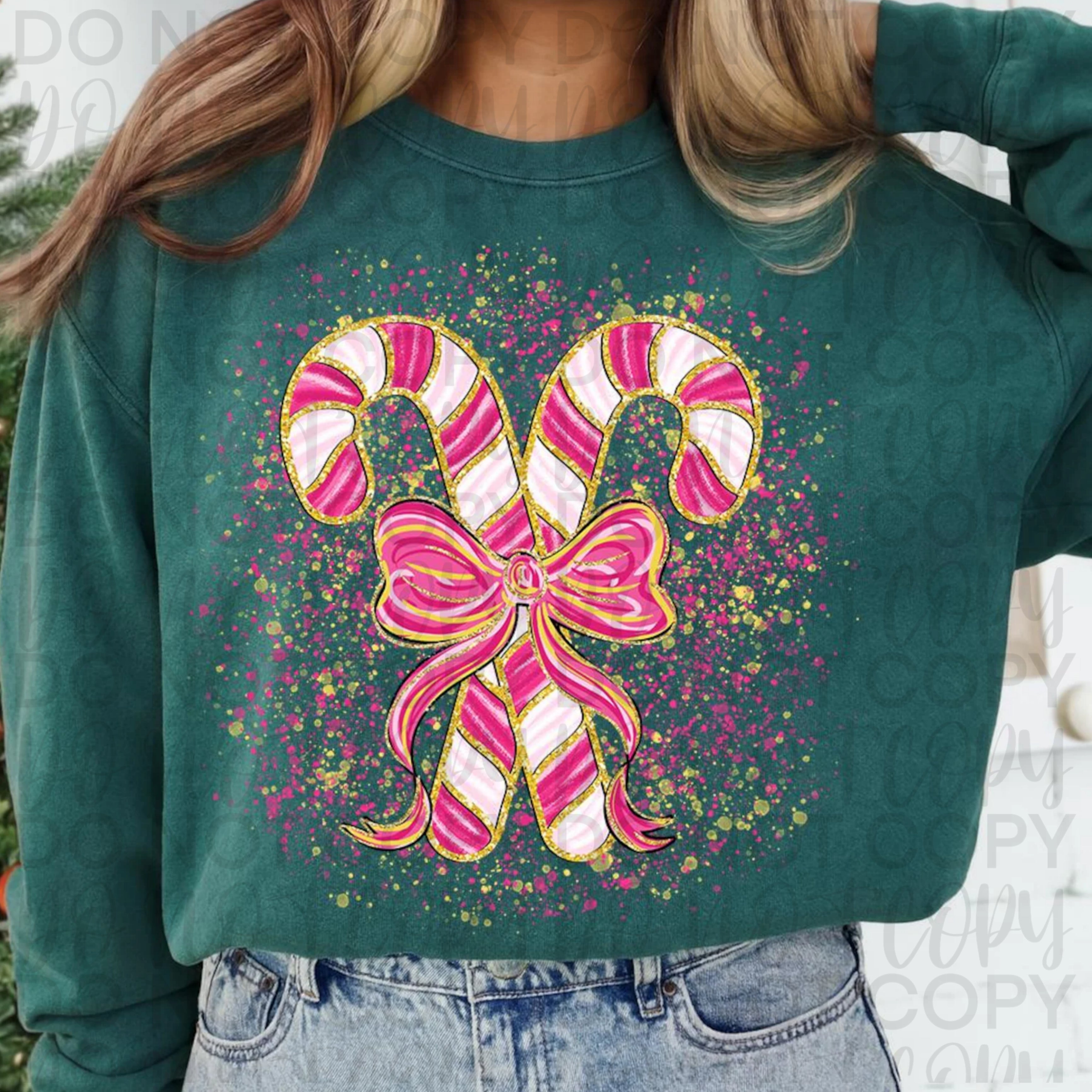 Splatter Candy Cane Coquette PNG