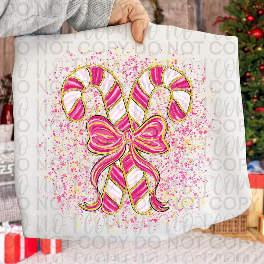 Splatter Candy Cane Coquette PNG
