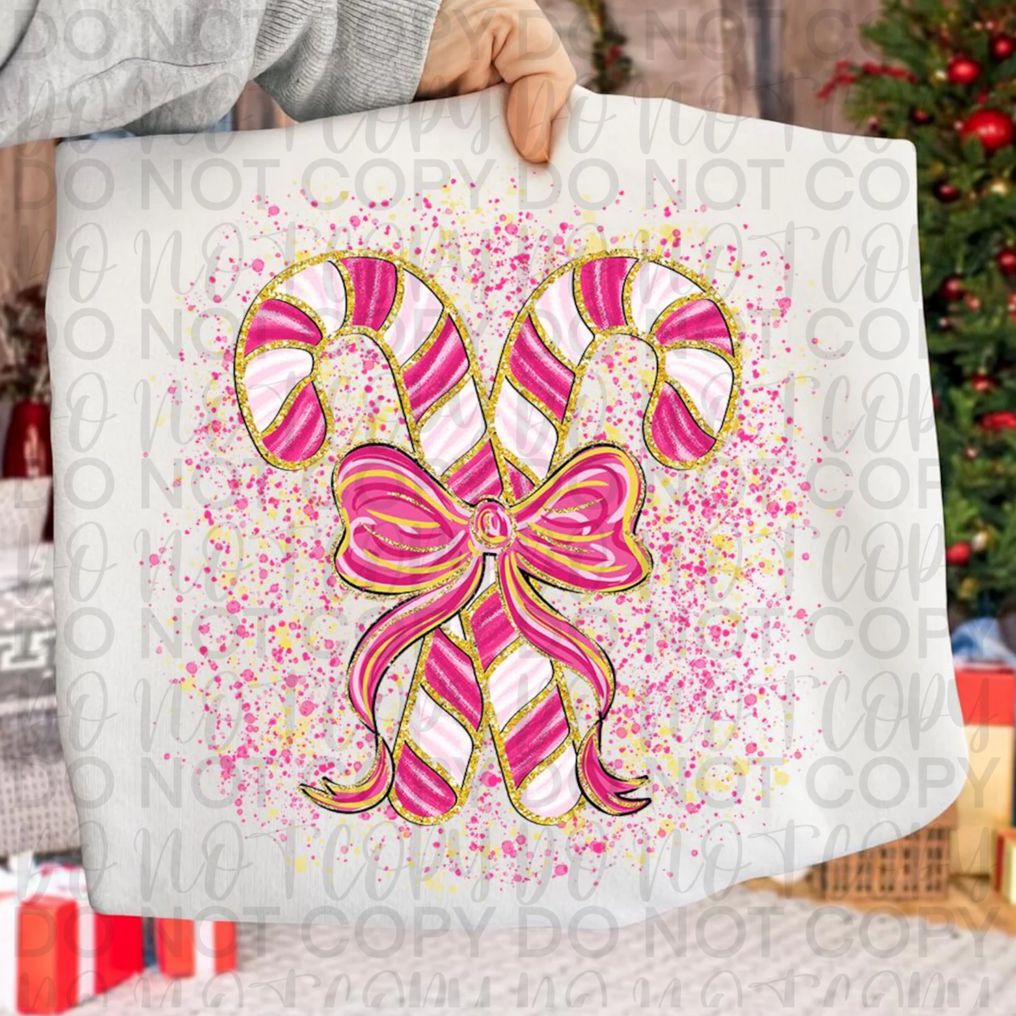 Splatter Candy Cane Coquette PNG