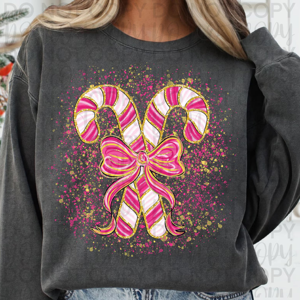 Splatter Candy Cane Coquette PNG