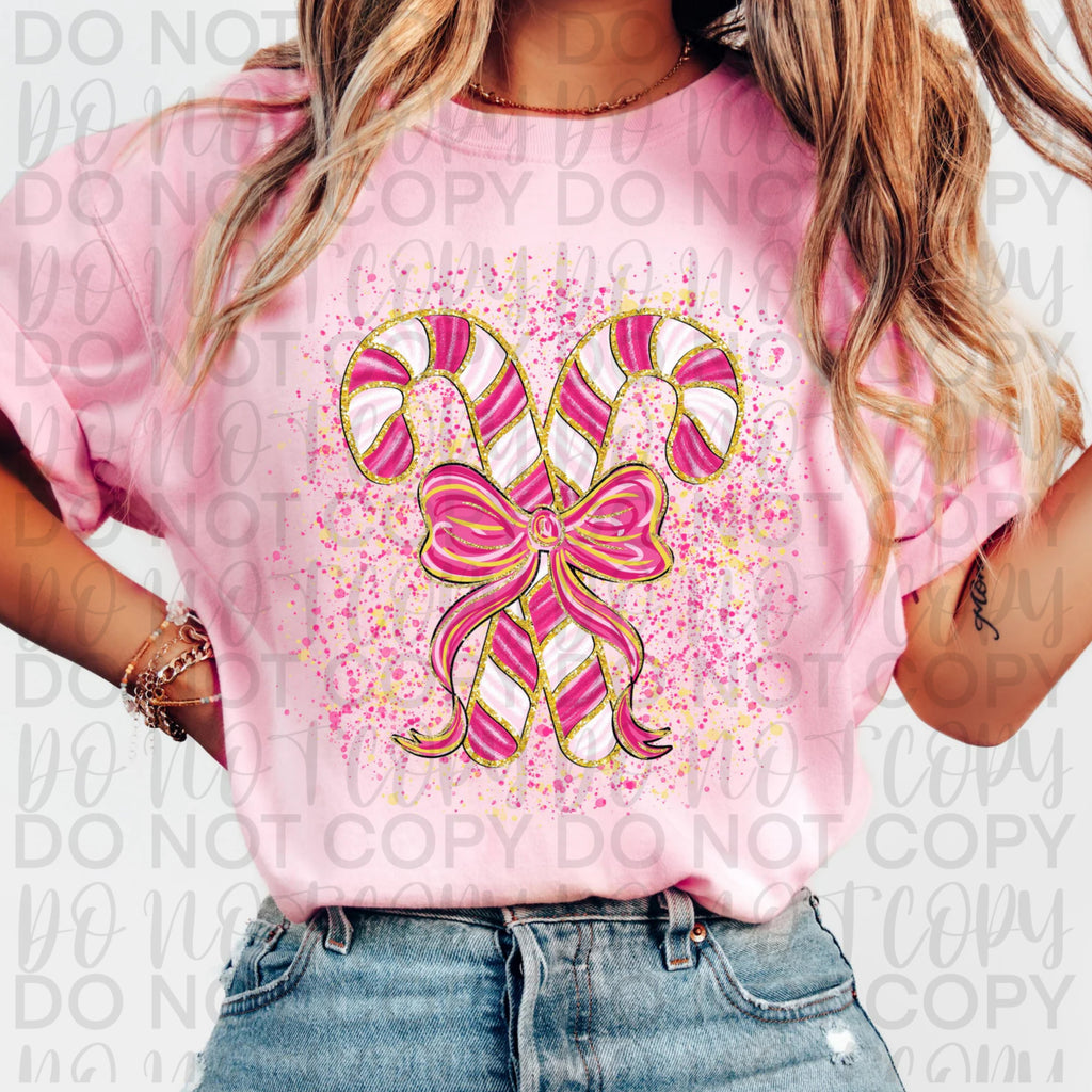 Splatter Candy Cane Coquette PNG