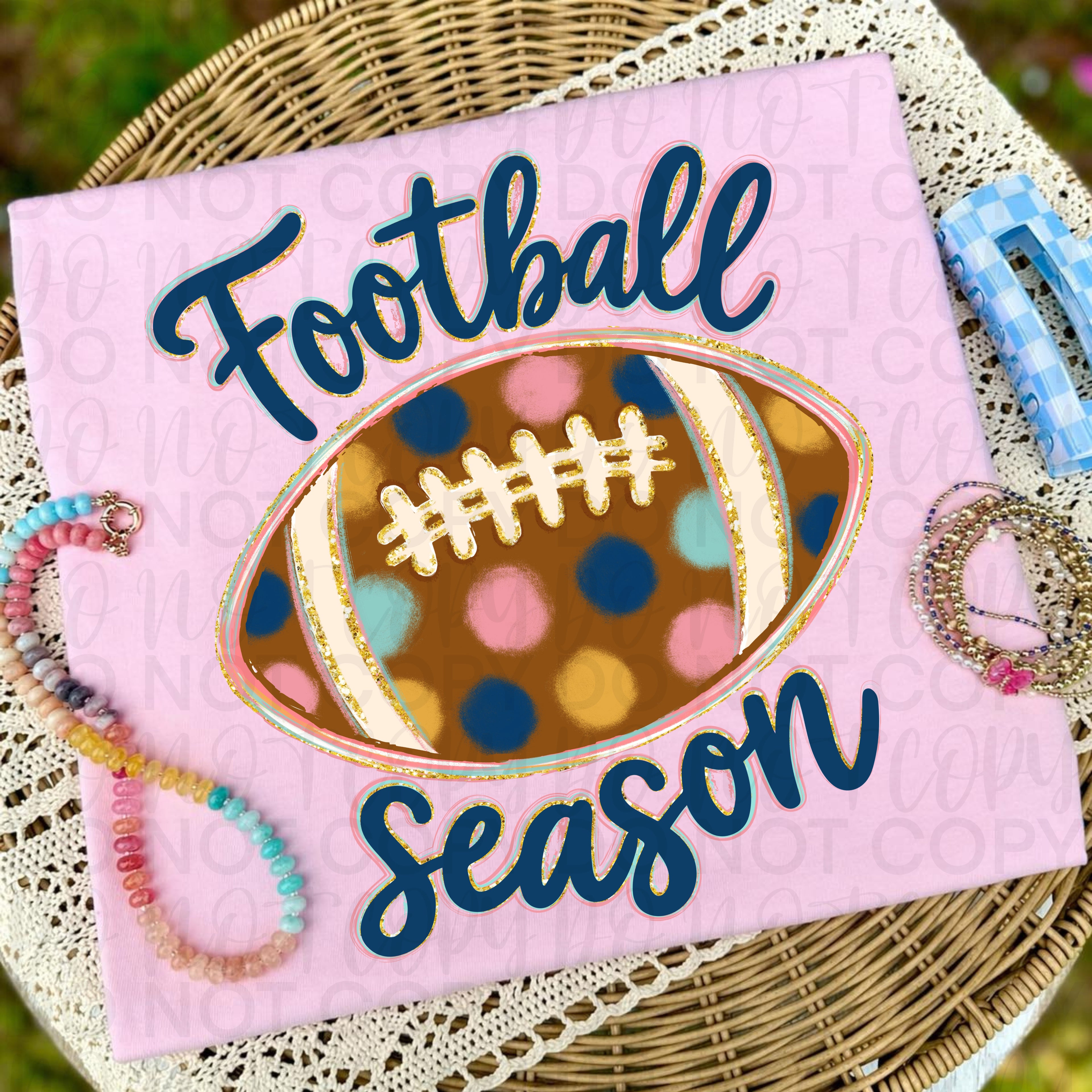 Polka Dot Football Season PNG