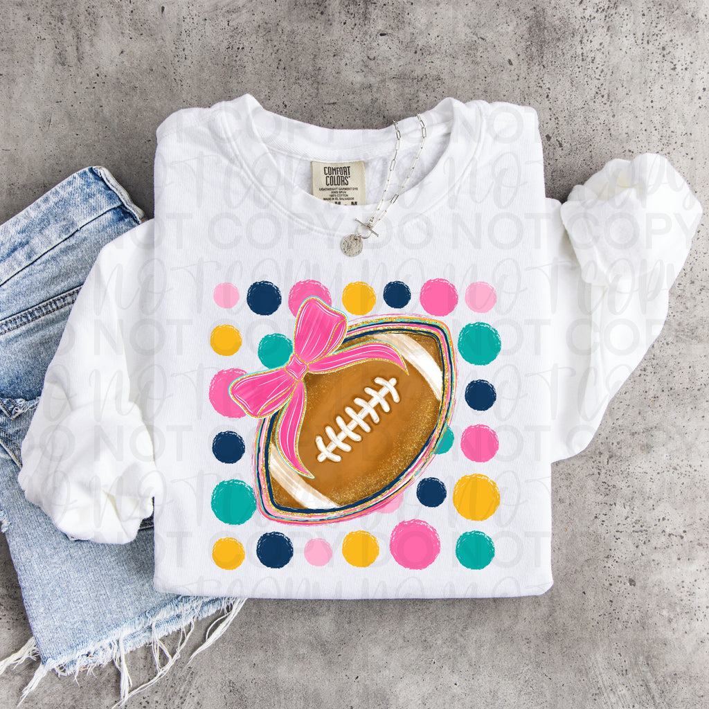 Polka Dot Football Coquette PNG
