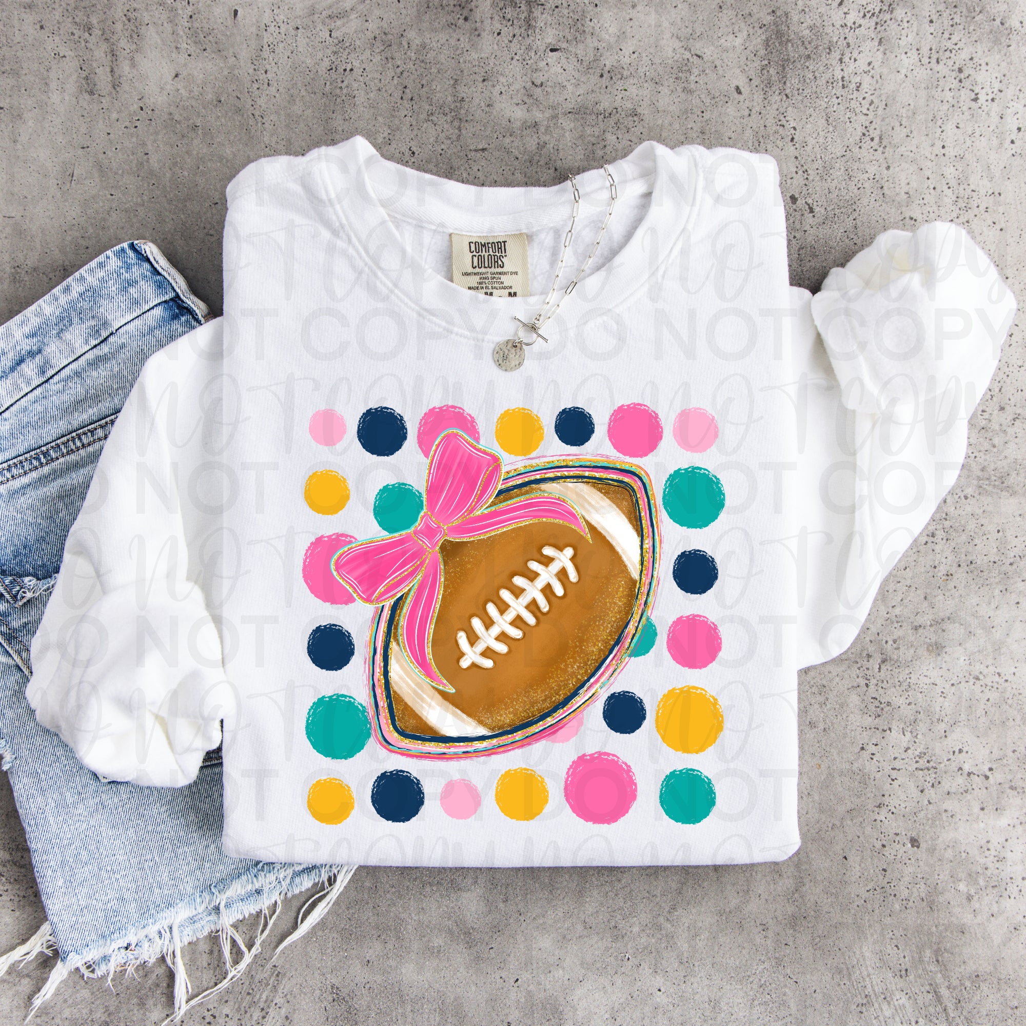 Polka Dot Football Coquette PNG