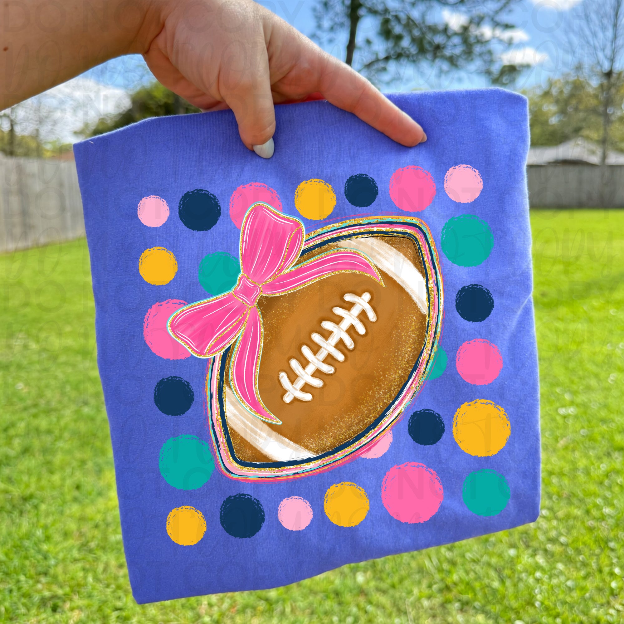 Polka Dot Football Coquette PNG