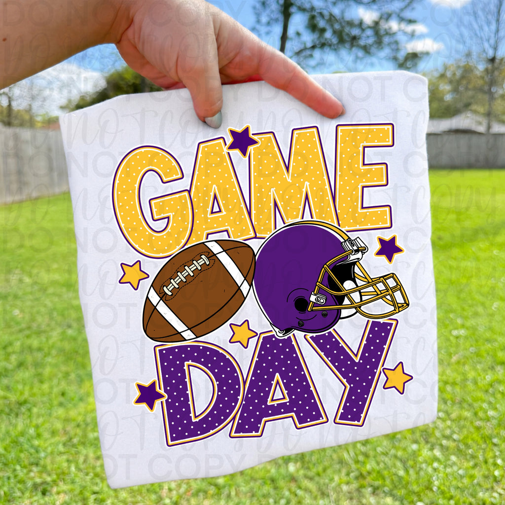 Purple Gold Game Day Football PNG
