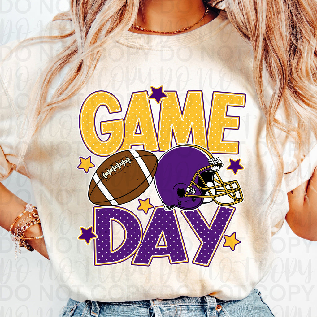 Purple Gold Game Day Football PNG