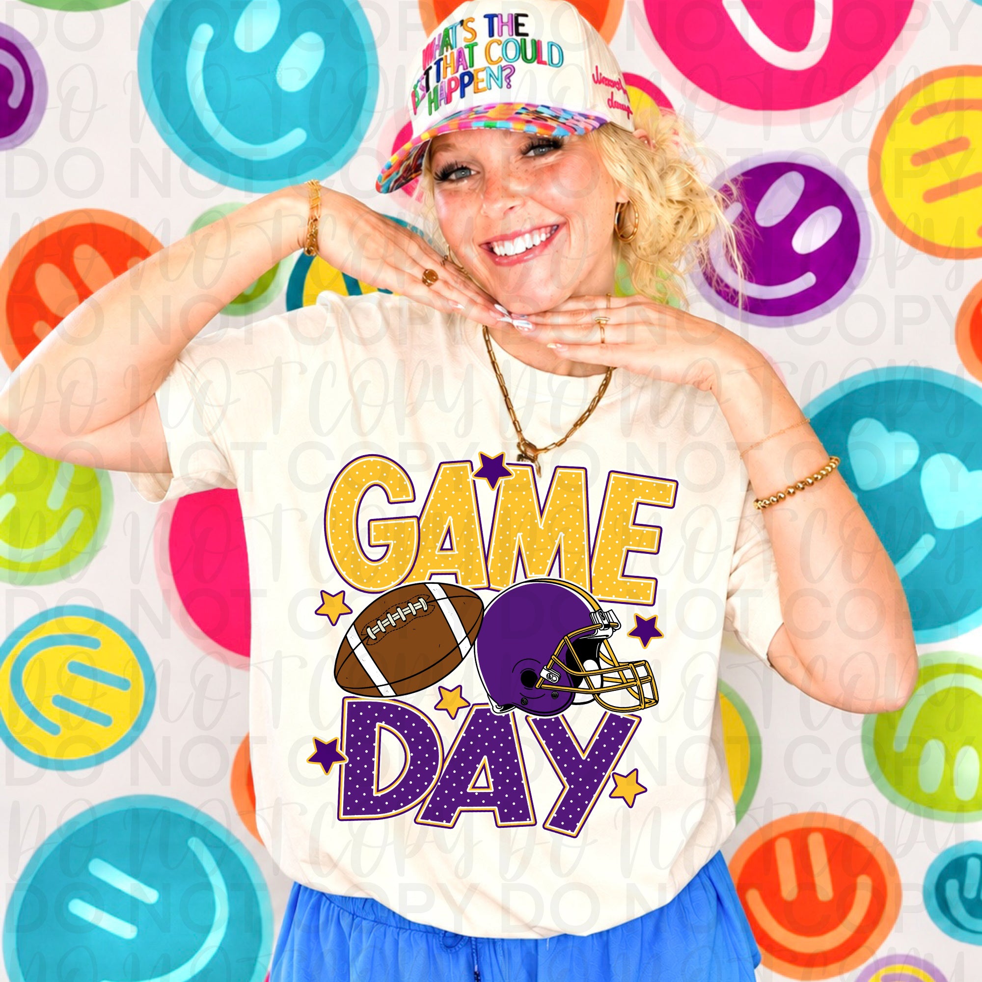 Purple Gold Game Day Football PNG
