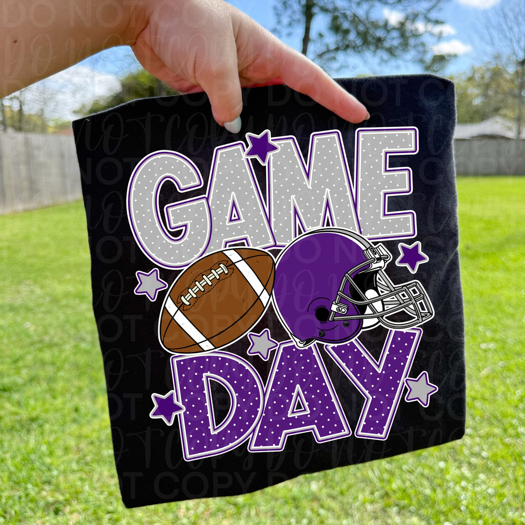 Purple Silver Game Day Football PNG