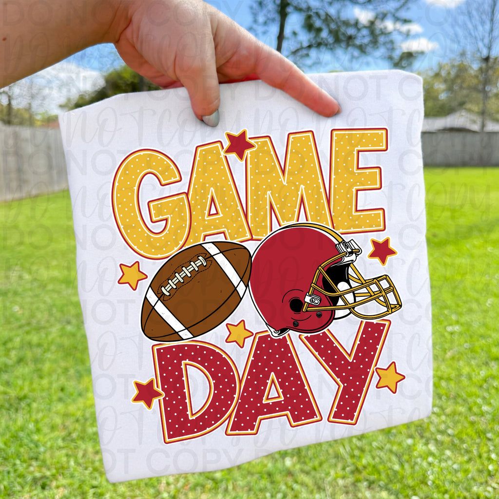 Red Gold Game Day Football PNG