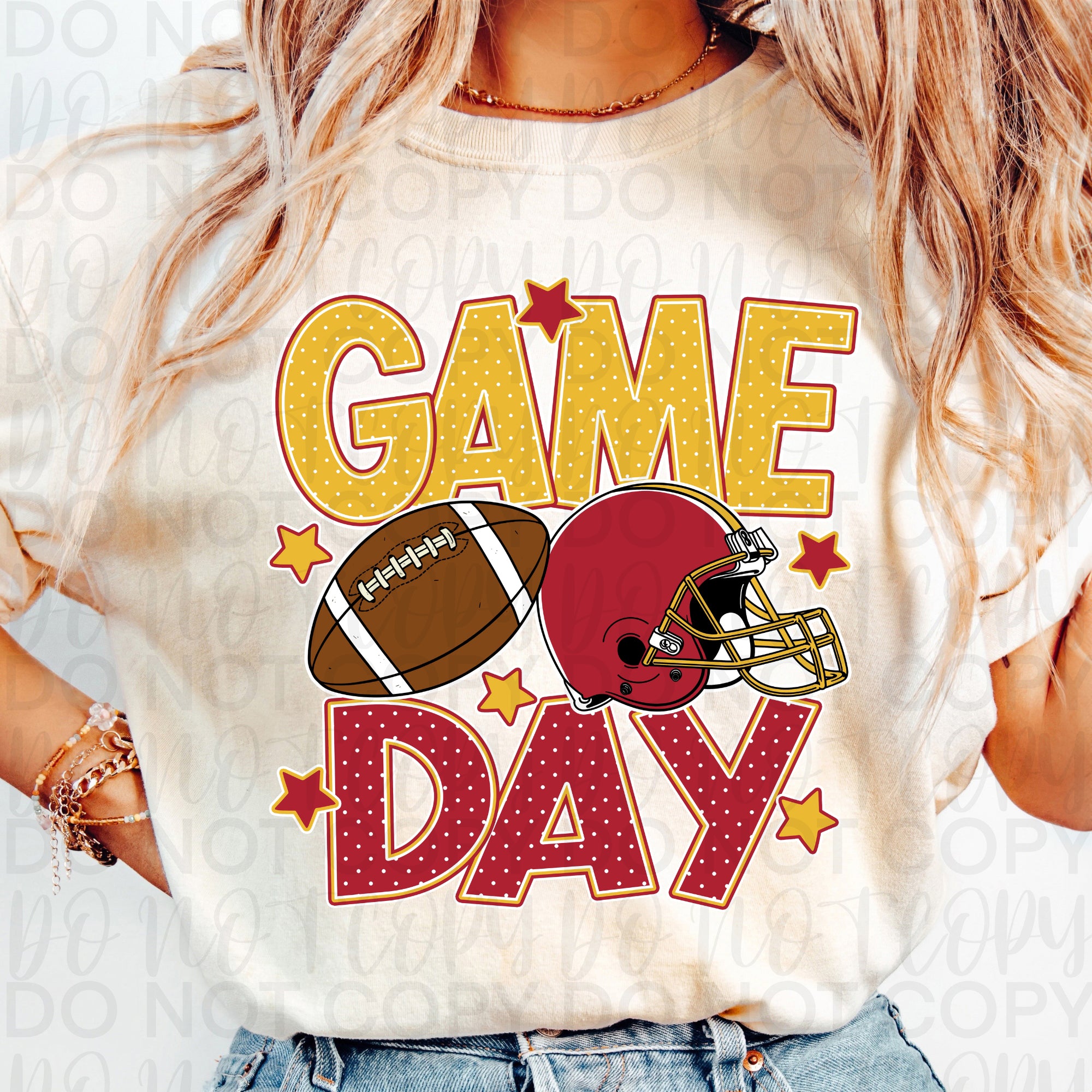 Red Gold Game Day Football PNG