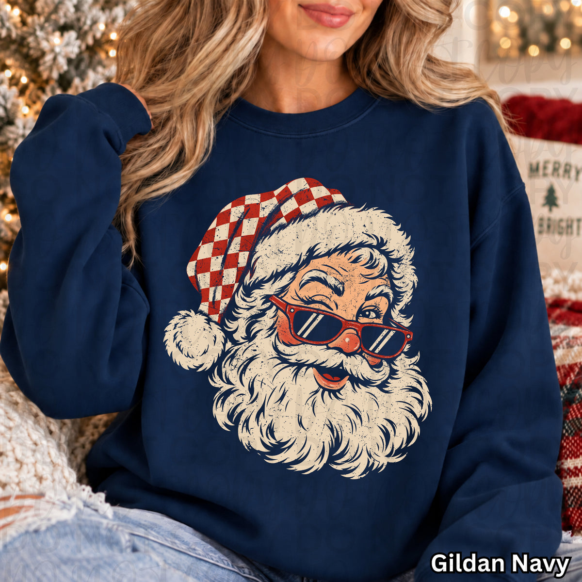 Retro Checker Santa PNG