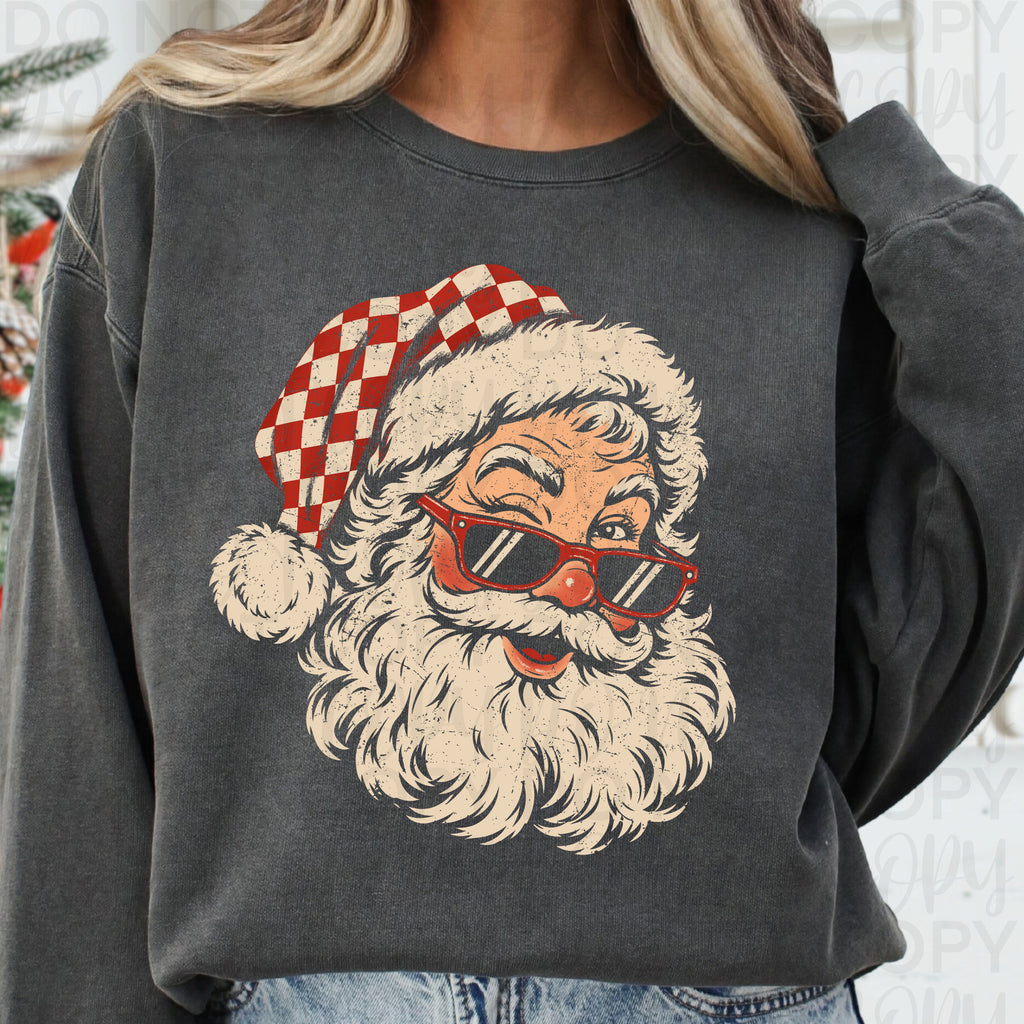 Retro Checker Santa PNG