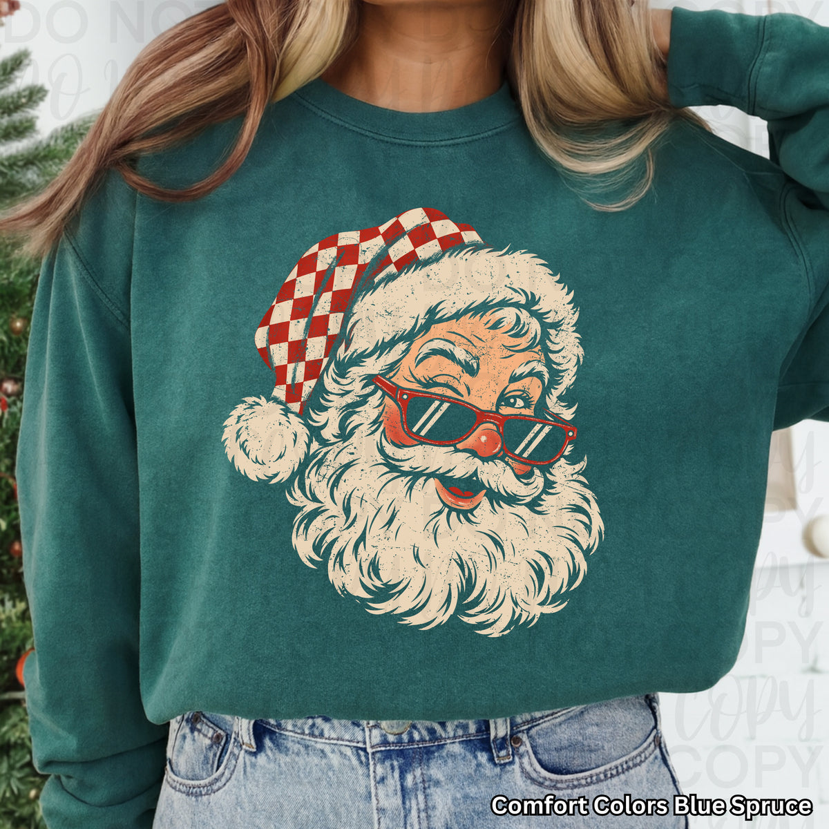 Retro Checker Santa PNG