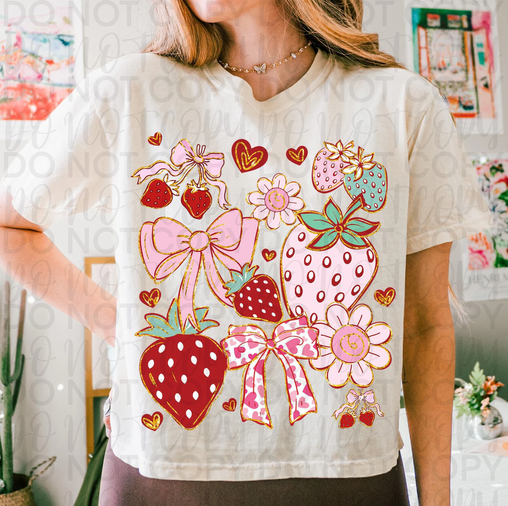 Boho Strawberry Coquette PNG