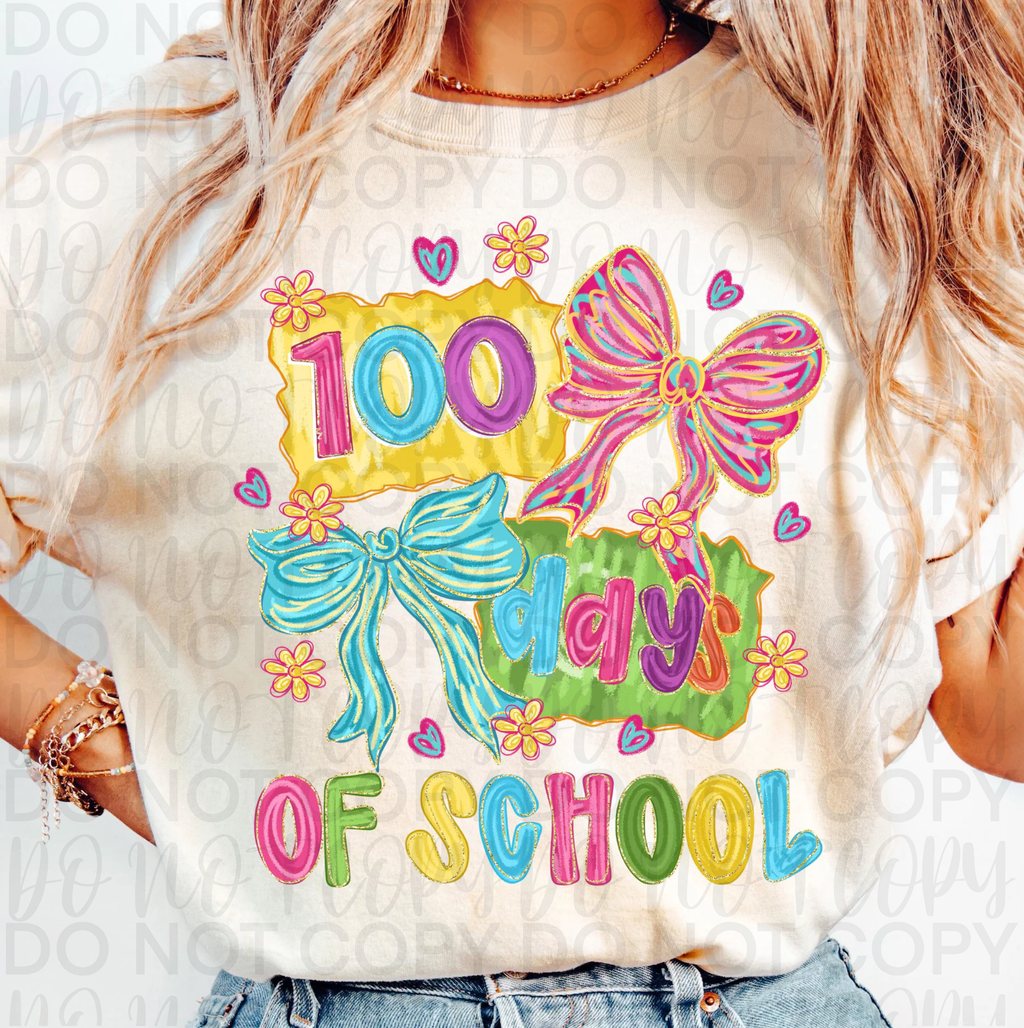 100 Days of School Brushstroke Coquette PNG