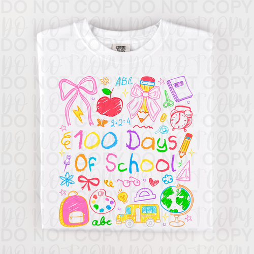 100 Days of School Coquette Doodle PNG