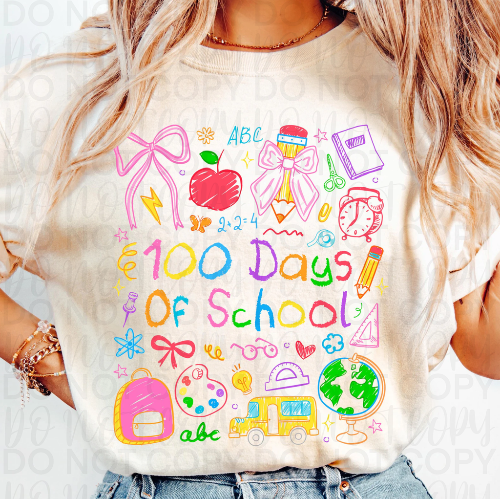 100 Days of School Coquette Doodle PNG