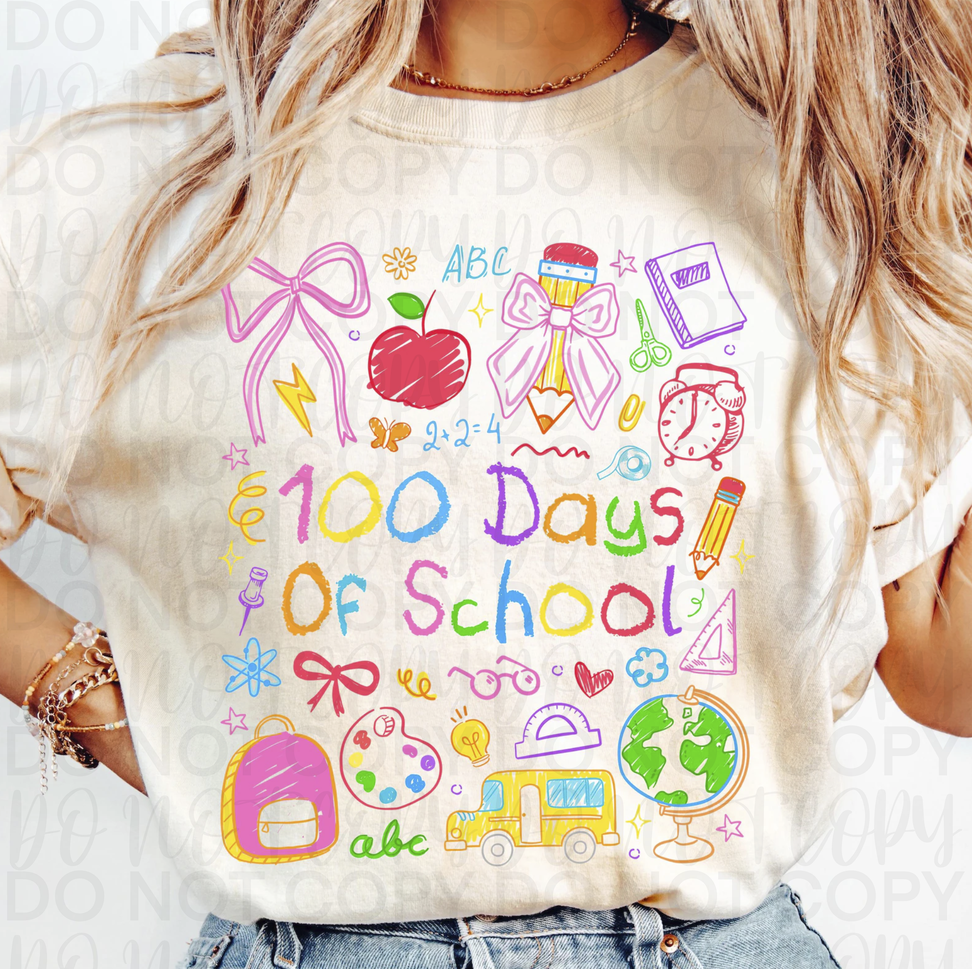 100 Days of School Coquette Doodle PNG